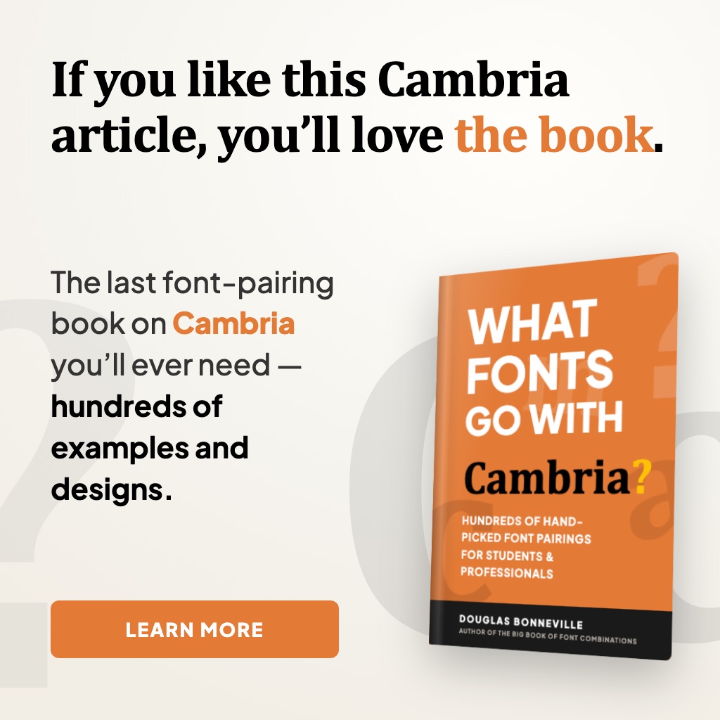 What Fonts Go With Cambria - the book from BonFX, coming soon