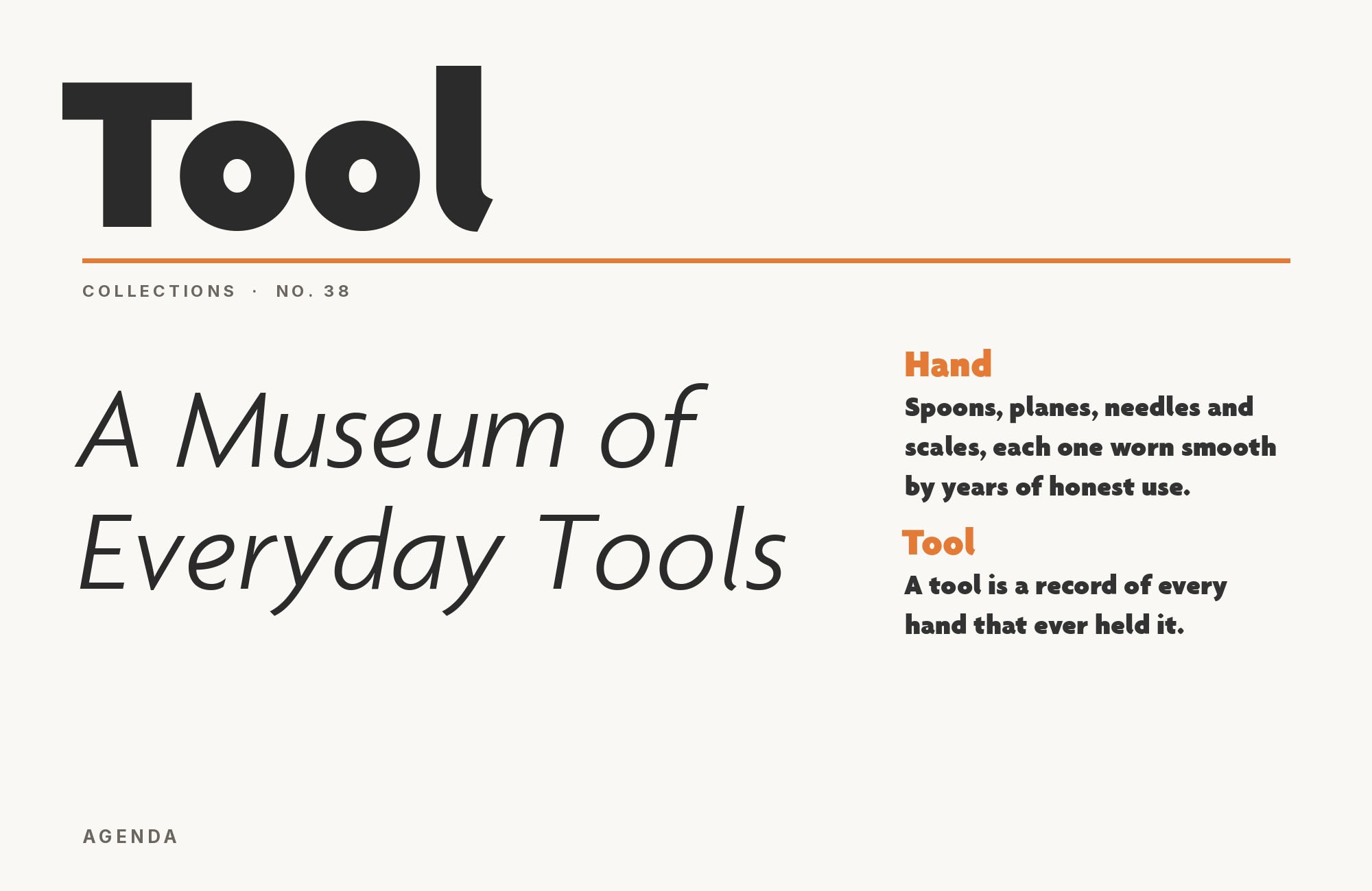 Agenda type specimen