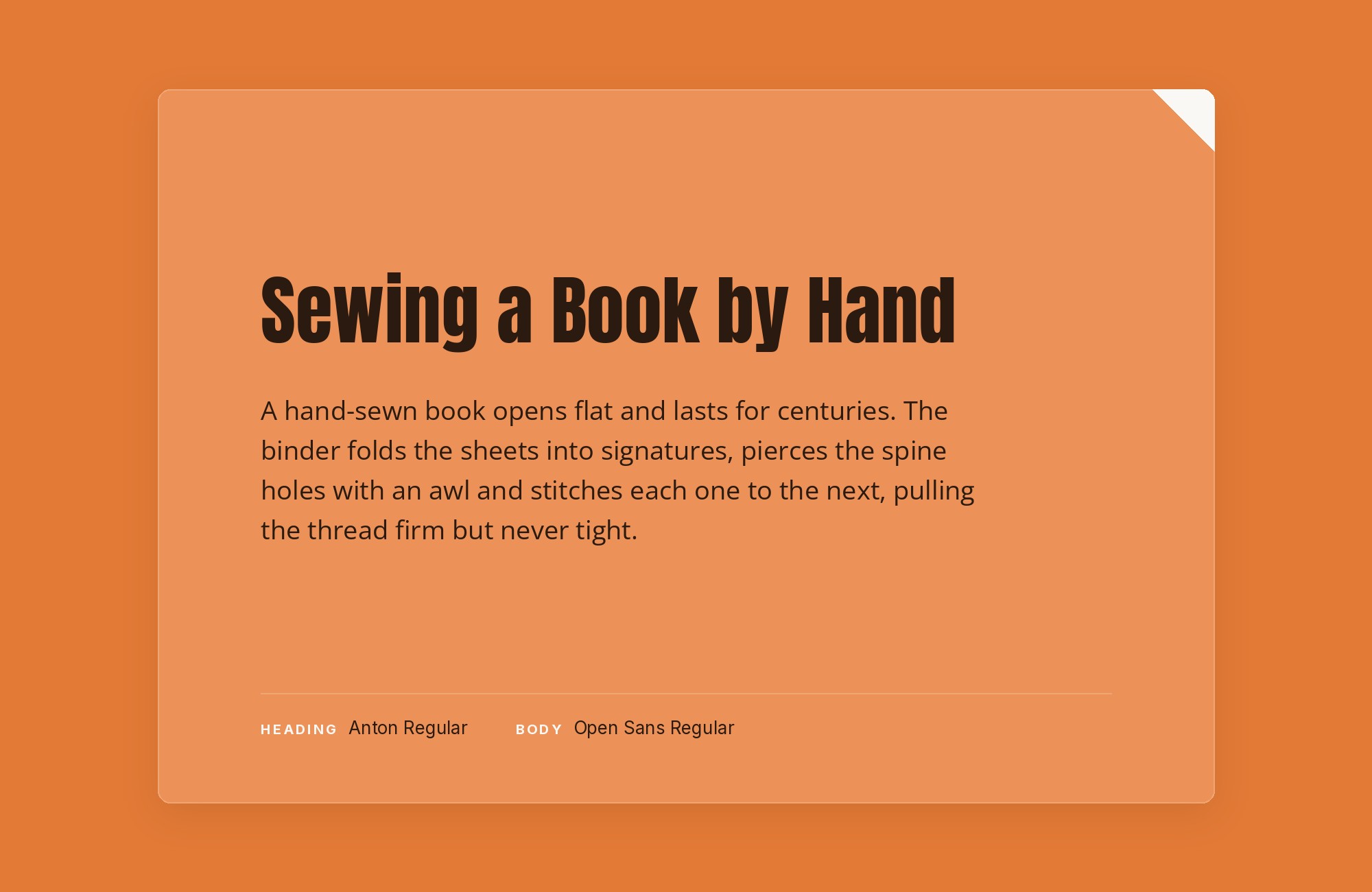 Anton and Open Sans font pairing: Anton headline with Open Sans body text