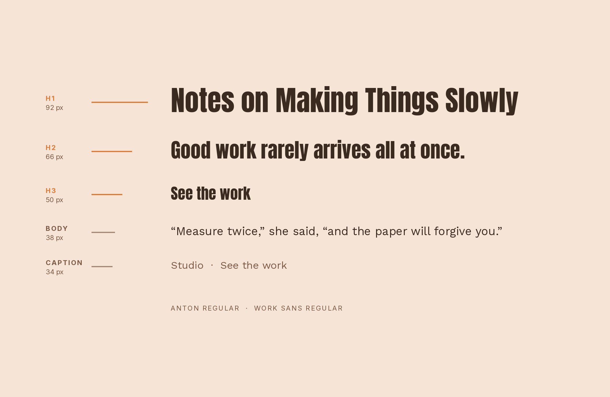 Anton and Work Sans font pairing: Anton headline with Work Sans body text