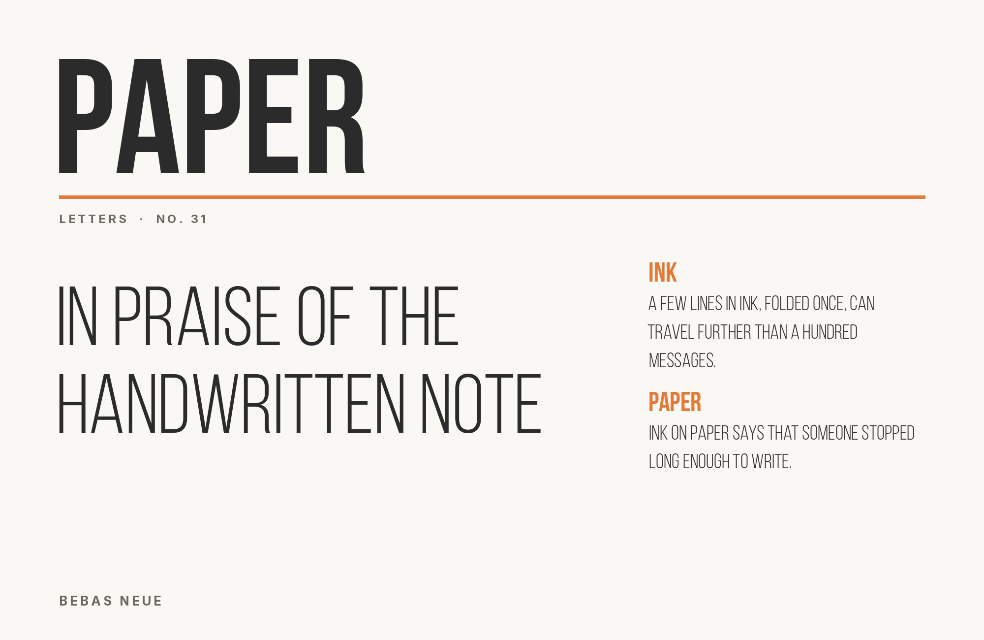 Bebas Neue type specimen