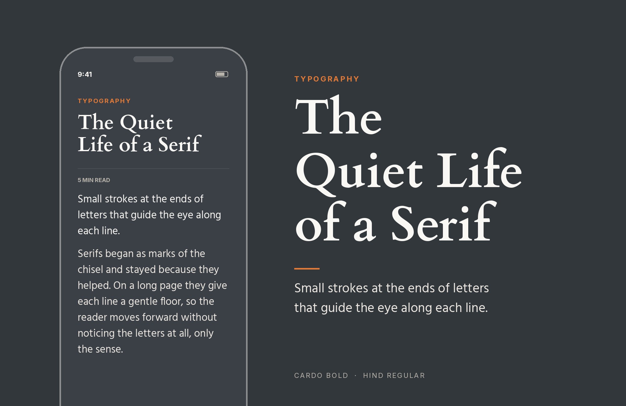 Cardo and Hind font pairing: Cardo headline with Hind body text