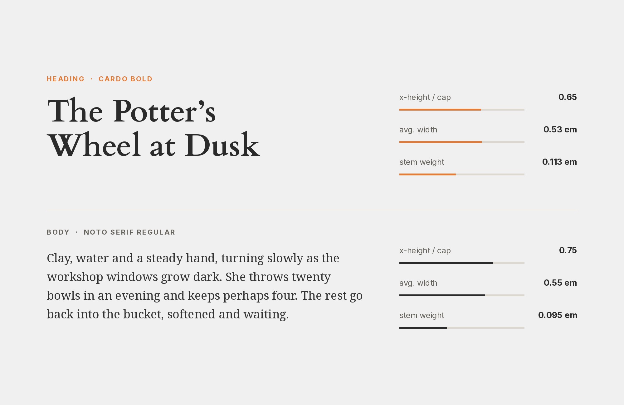 Cardo and Noto Serif font pairing: Cardo headline with Noto Serif body text
