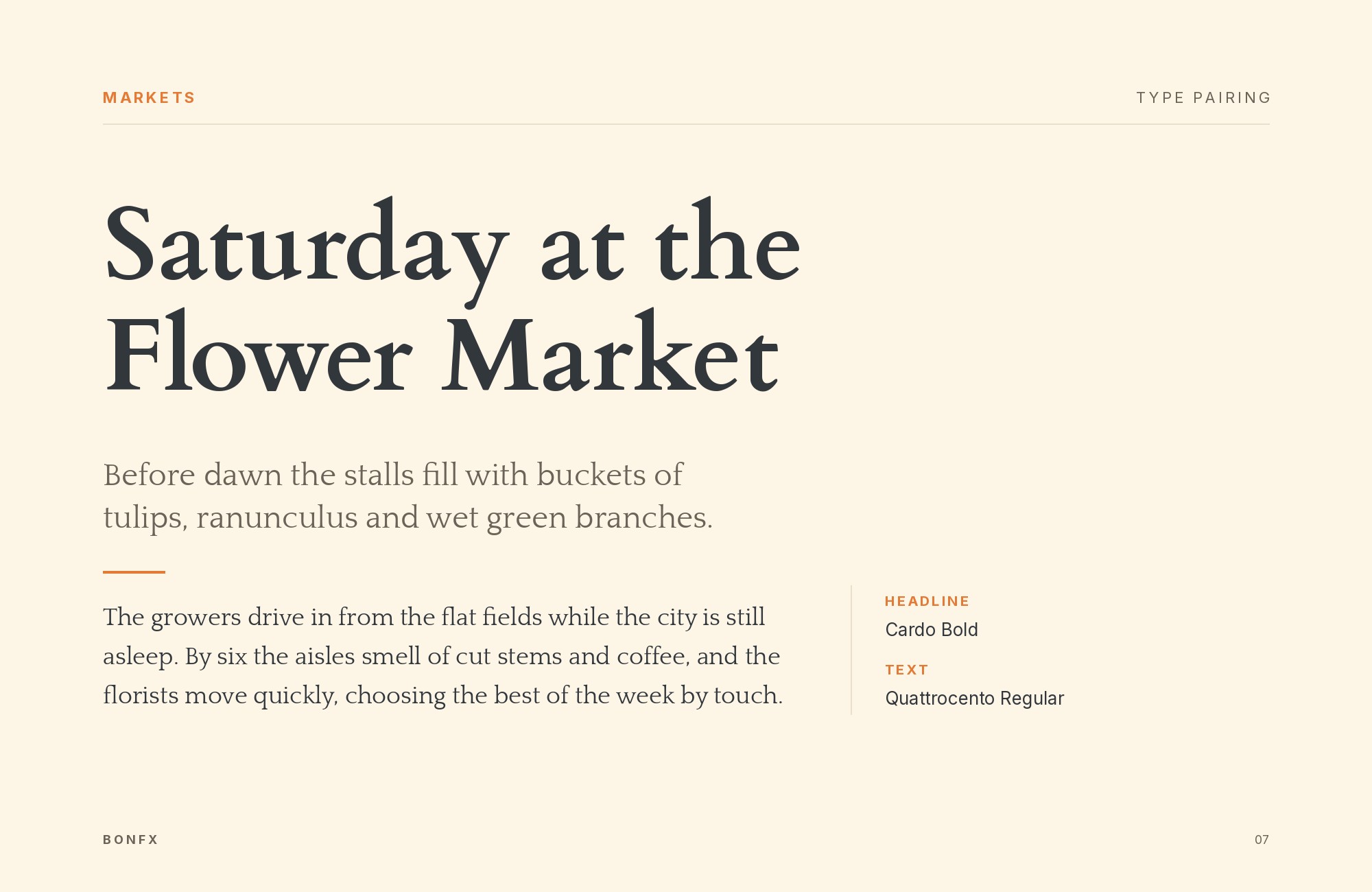 Cardo and Quattrocento font pairing: Cardo headline with Quattrocento body text