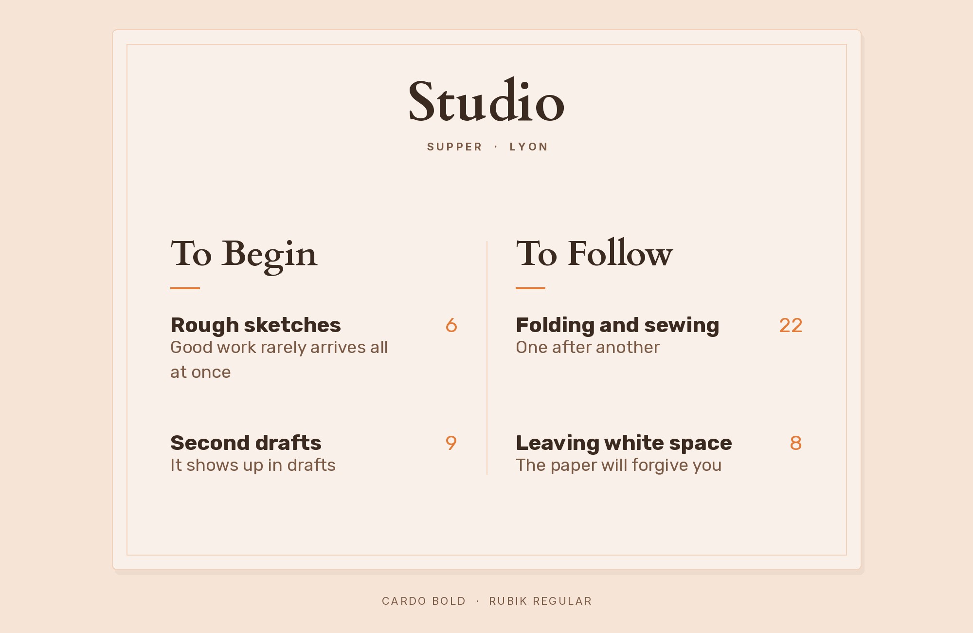 Cardo and Rubik font pairing: Cardo headline with Rubik body text