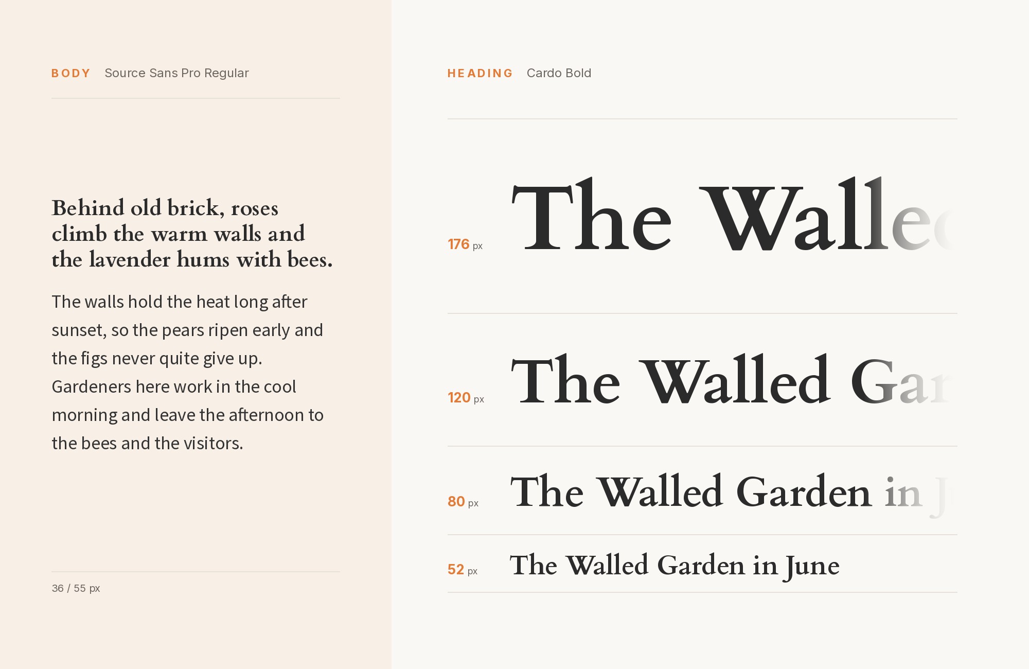 Cardo and Source Sans Pro font pairing: Cardo headline with Source Sans Pro body text