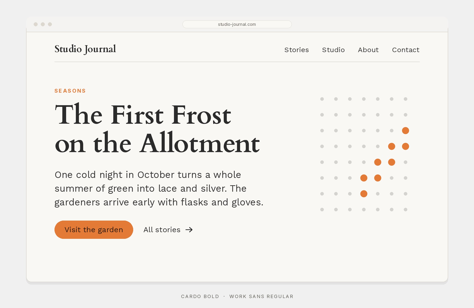 Cardo and Work Sans font pairing: Cardo headline with Work Sans body text