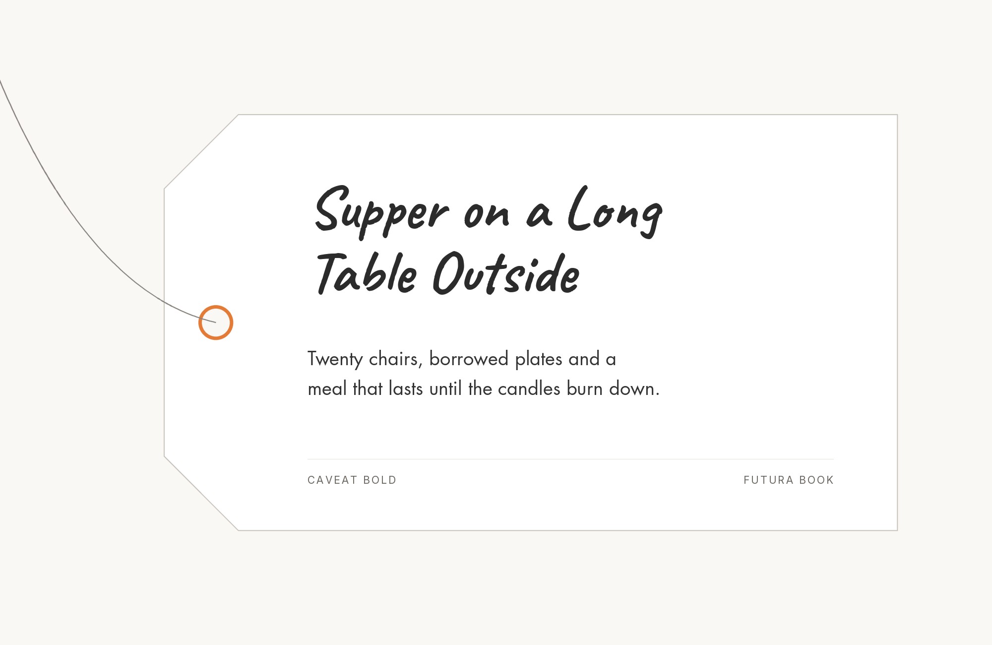 Caveat and Futura font pairing: Caveat headline with Futura body text