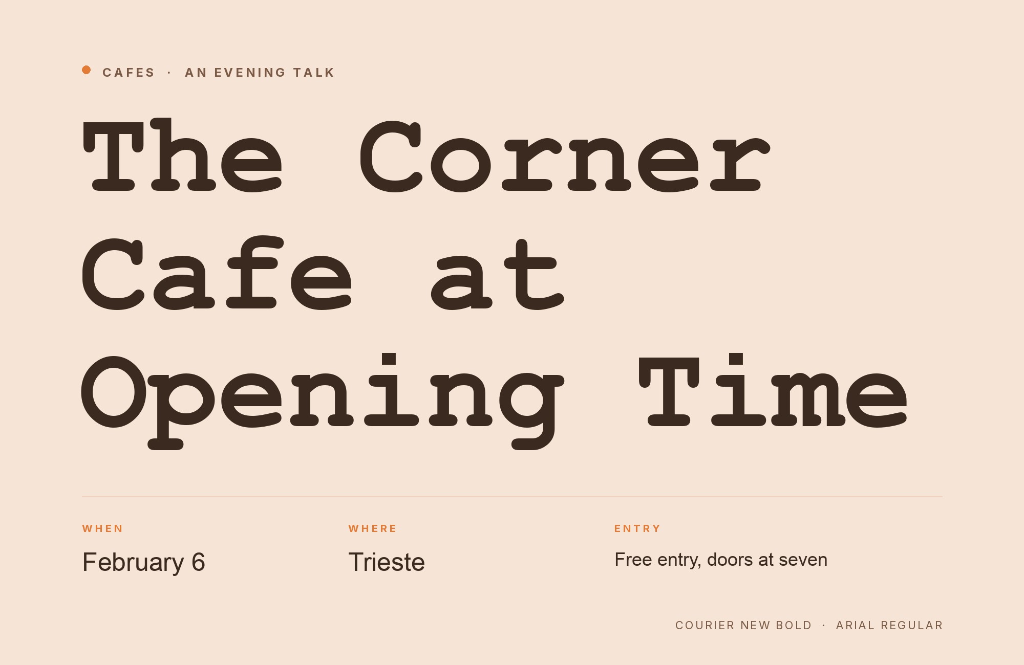 Courier New and Arial font pairing: Courier New headline with Arial body text