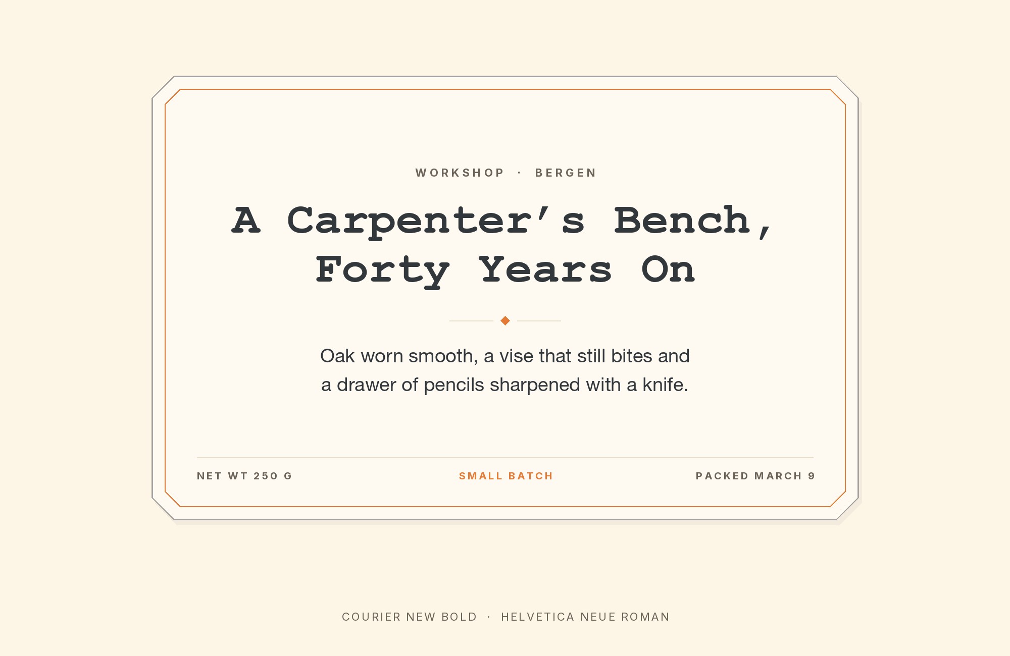 Courier New and Helvetica Neue font pairing: Courier New headline with Helvetica Neue body text