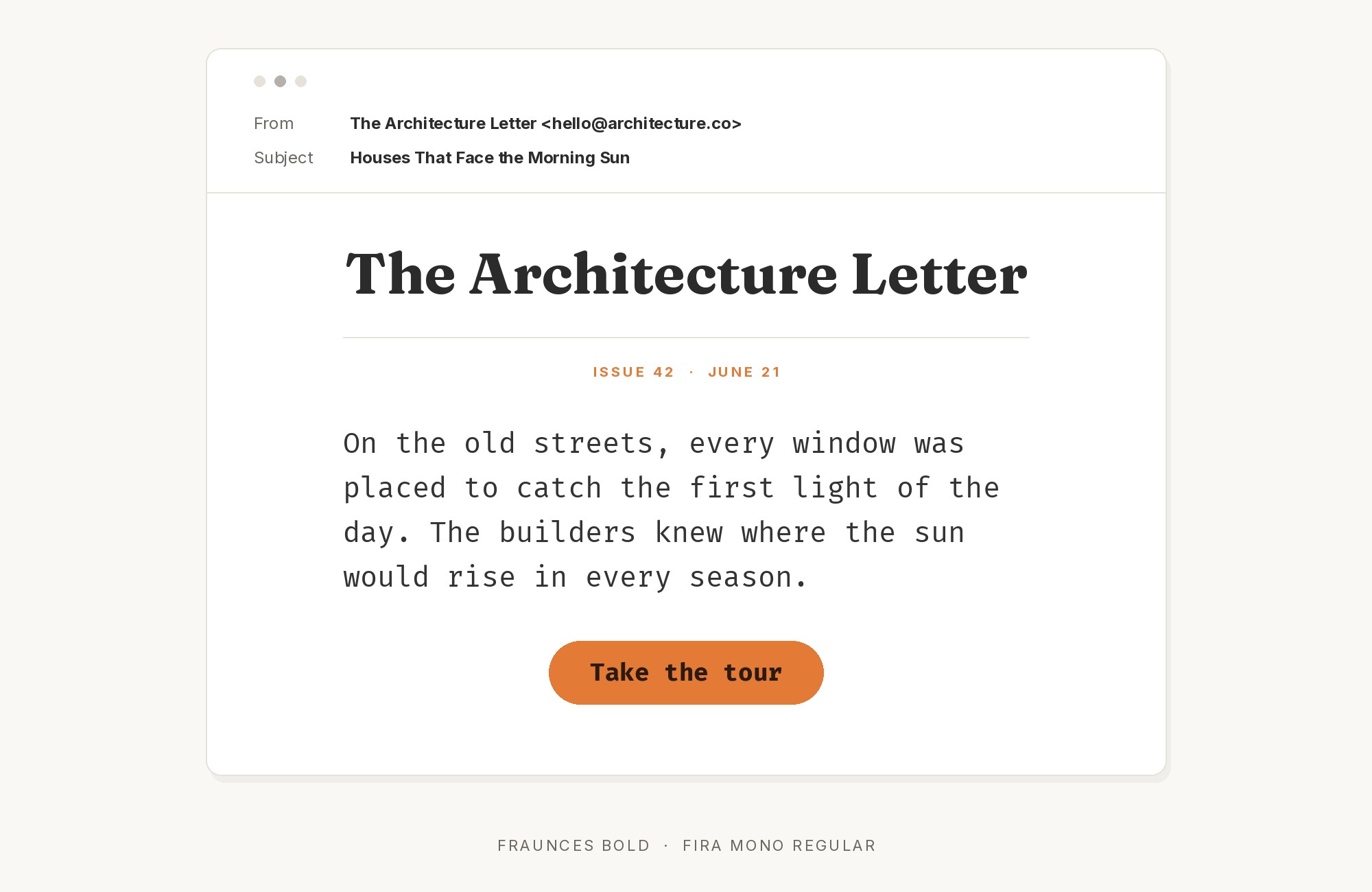 Fraunces and Fira Mono font pairing: Fraunces headline with Fira Mono body text