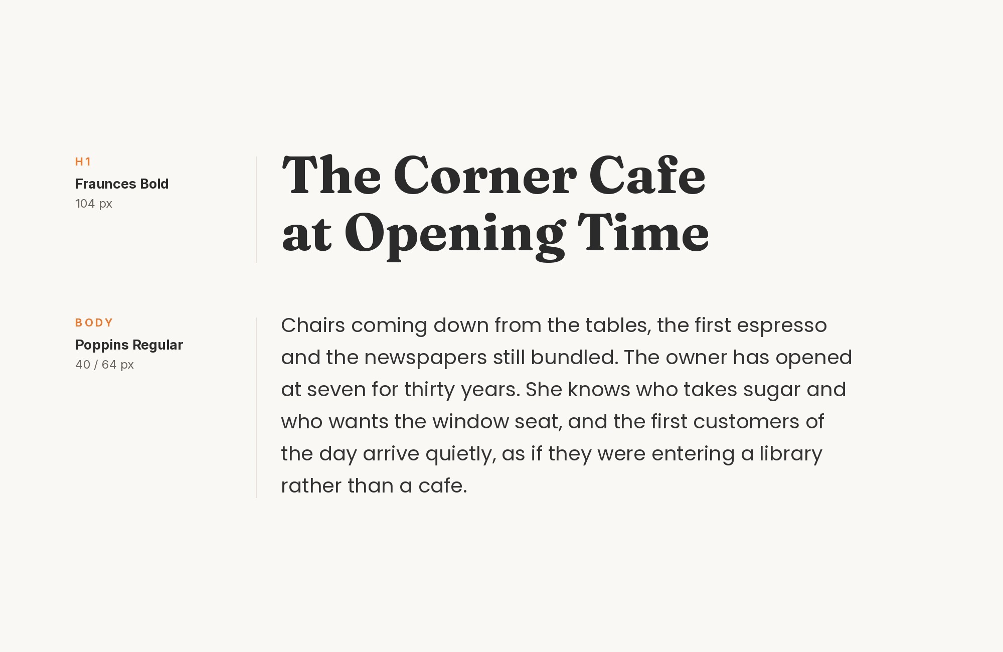 Fraunces and Poppins font pairing: Fraunces headline with Poppins body text