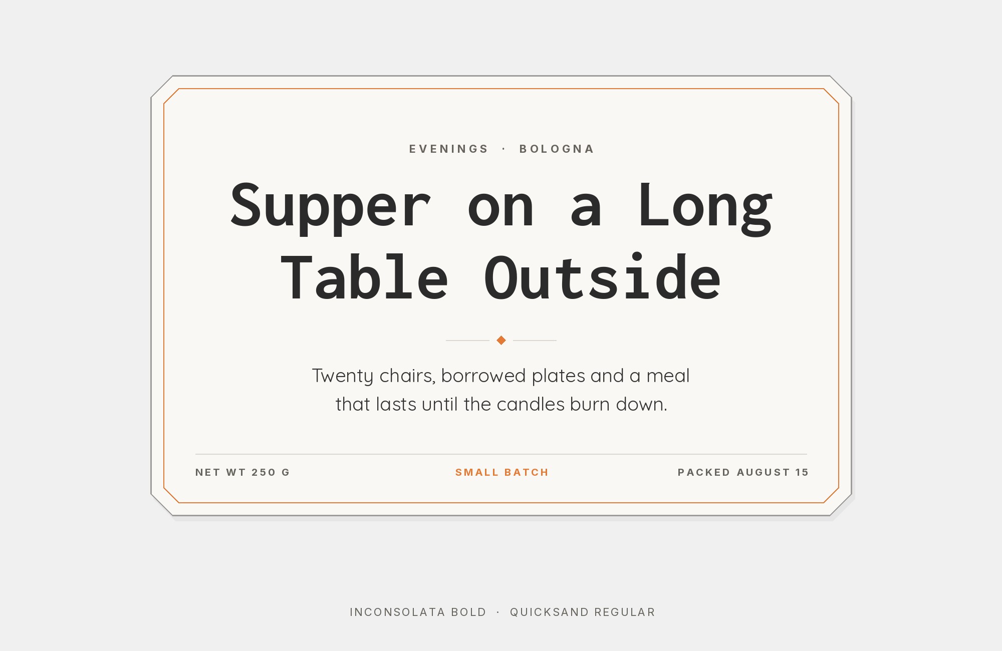 Inconsolata and Quicksand font pairing: Inconsolata headline with Quicksand body text