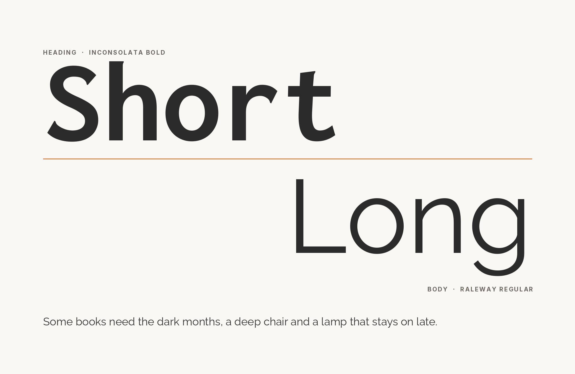 Inconsolata and Raleway font pairing: Inconsolata headline with Raleway body text