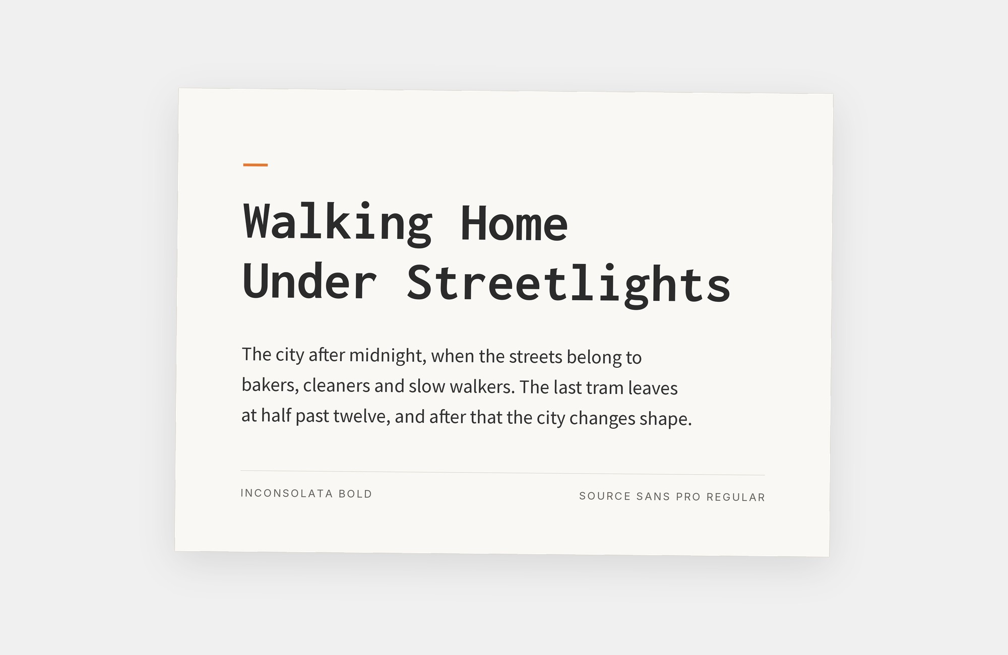 Inconsolata and Source Sans Pro font pairing: Inconsolata headline with Source Sans Pro body text