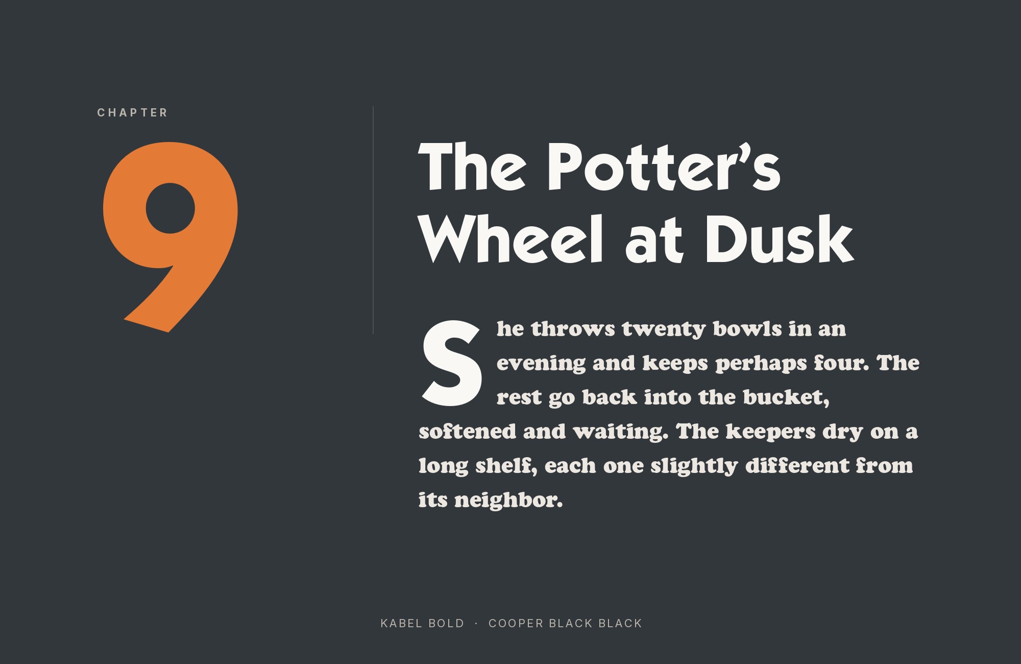 Kabel and Cooper Black font pairing: Kabel headline with Cooper Black body text