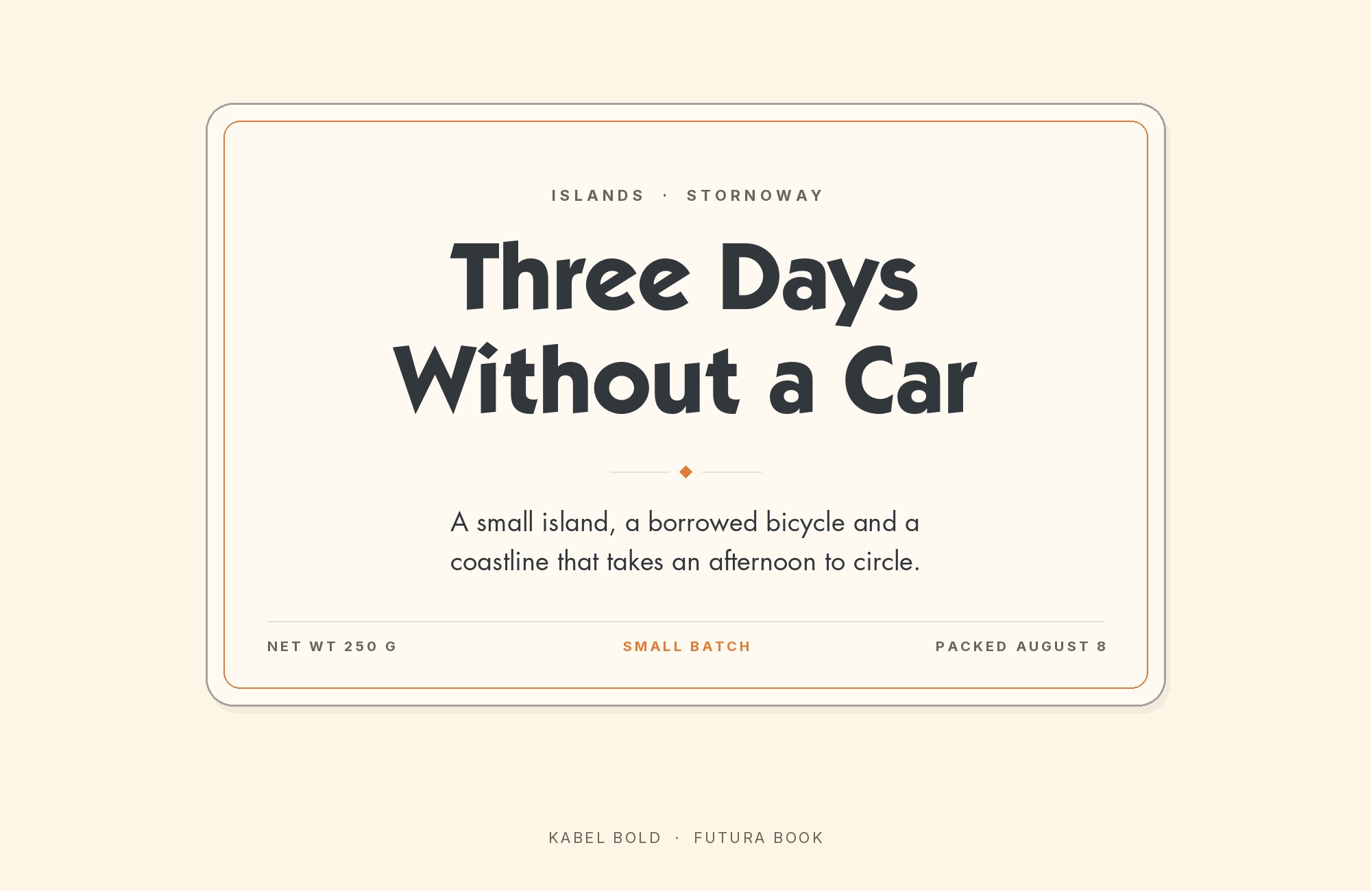 Kabel and Futura font pairing: Kabel headline with Futura body text