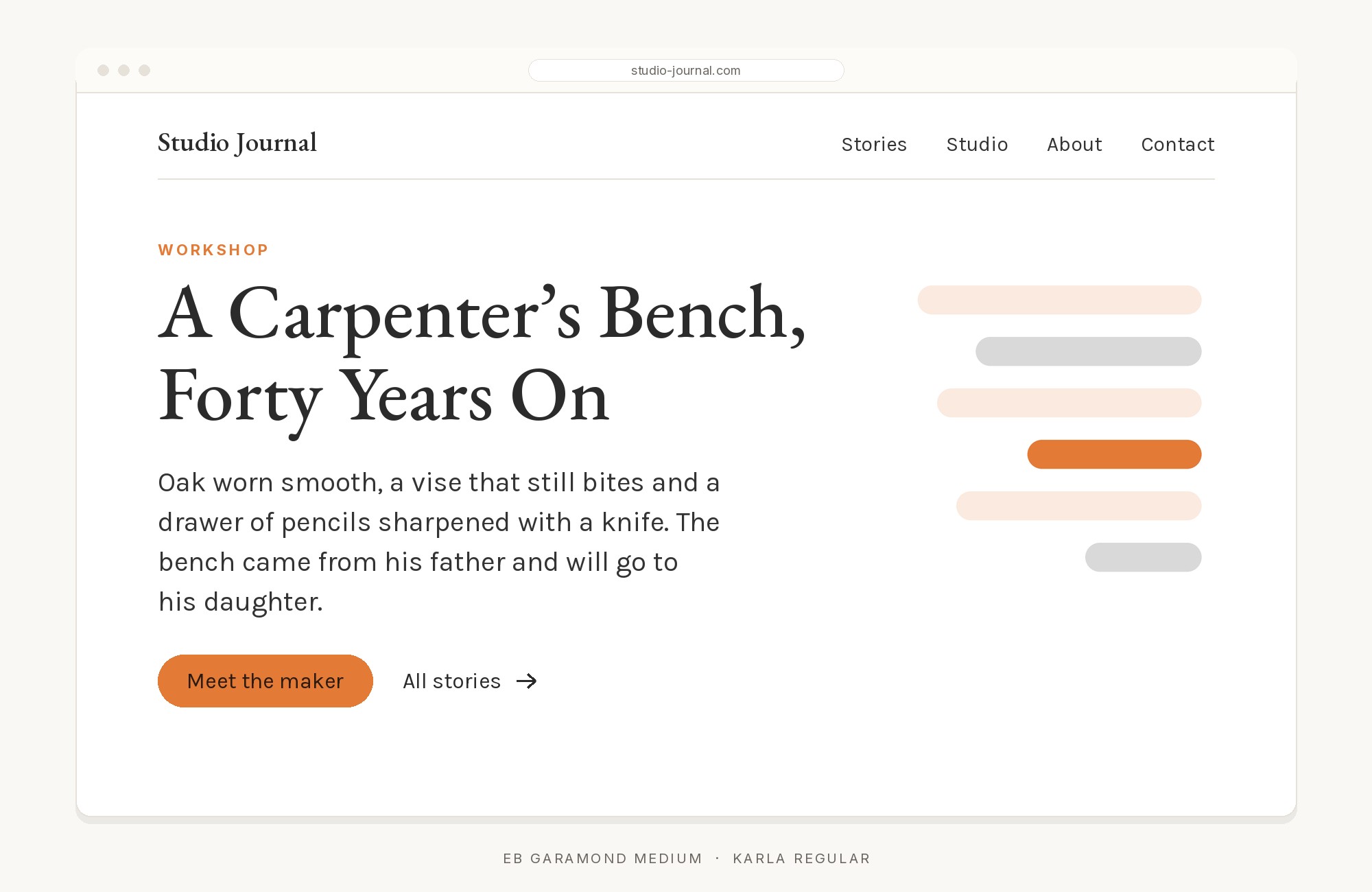 Karla and EB Garamond font pairing: EB Garamond headline with Karla body text