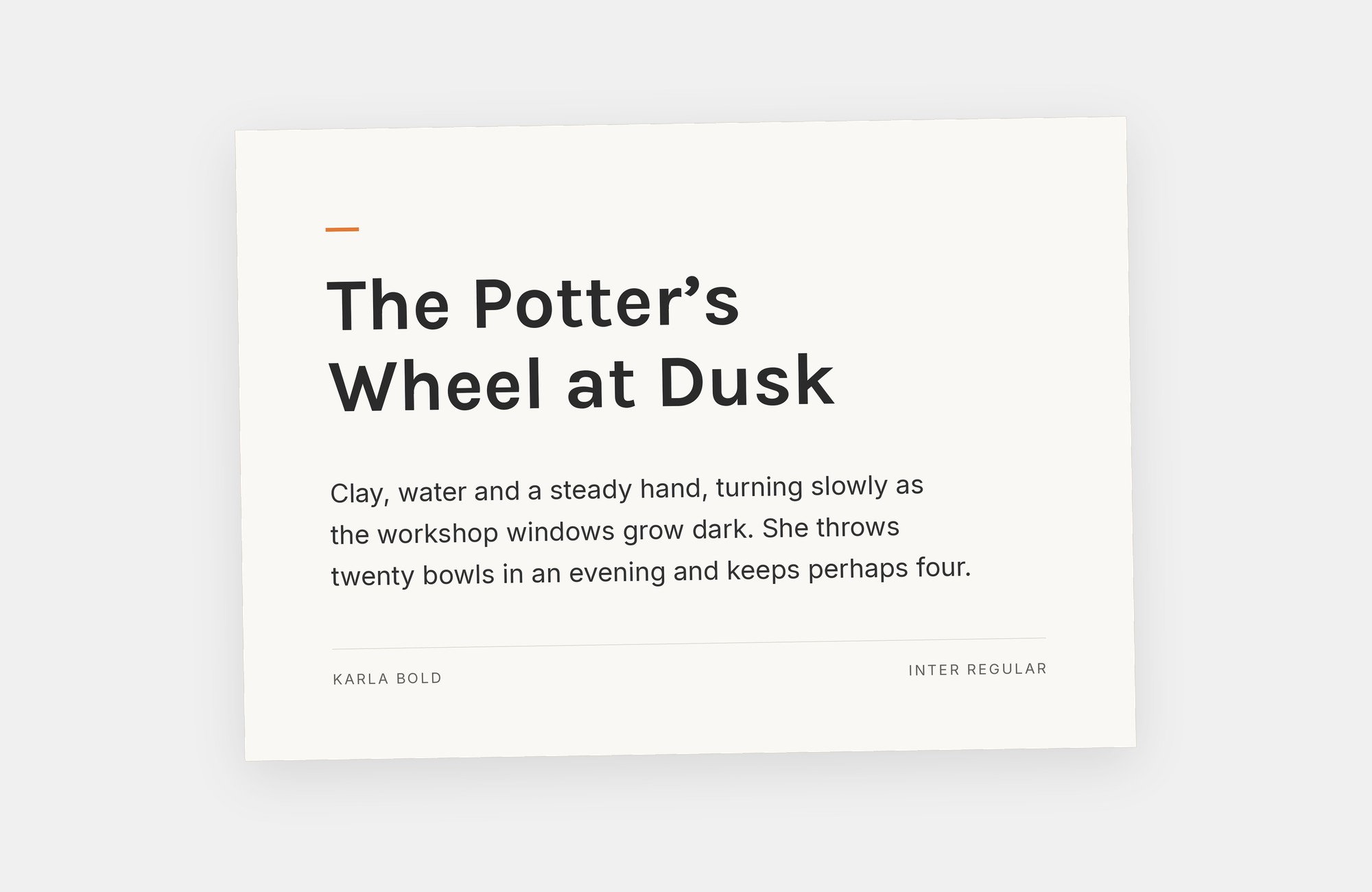 Karla and Inter font pairing: Karla headline with Inter body text
