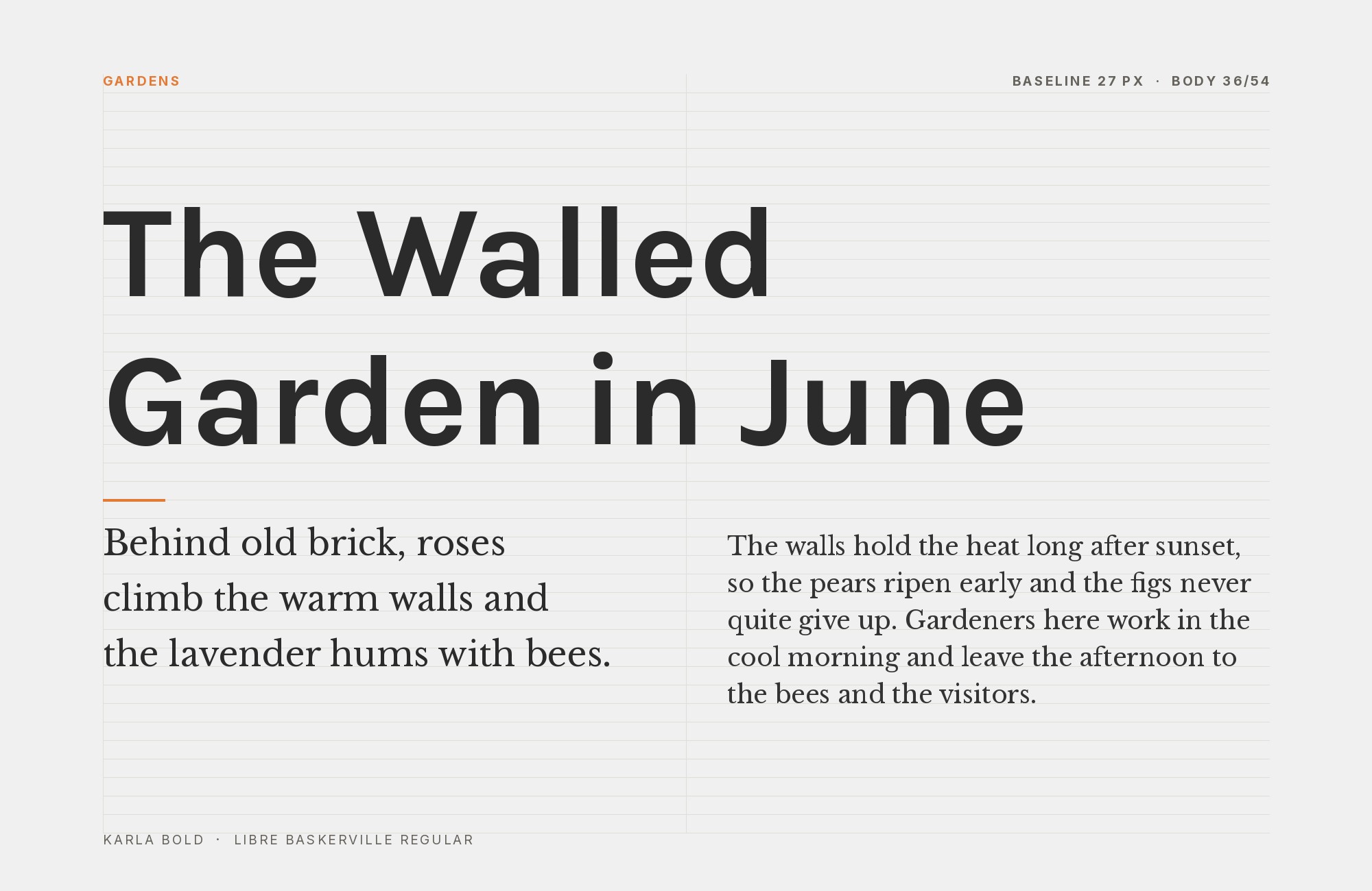 Karla and Libre Baskerville font pairing: Karla headline with Libre Baskerville body text