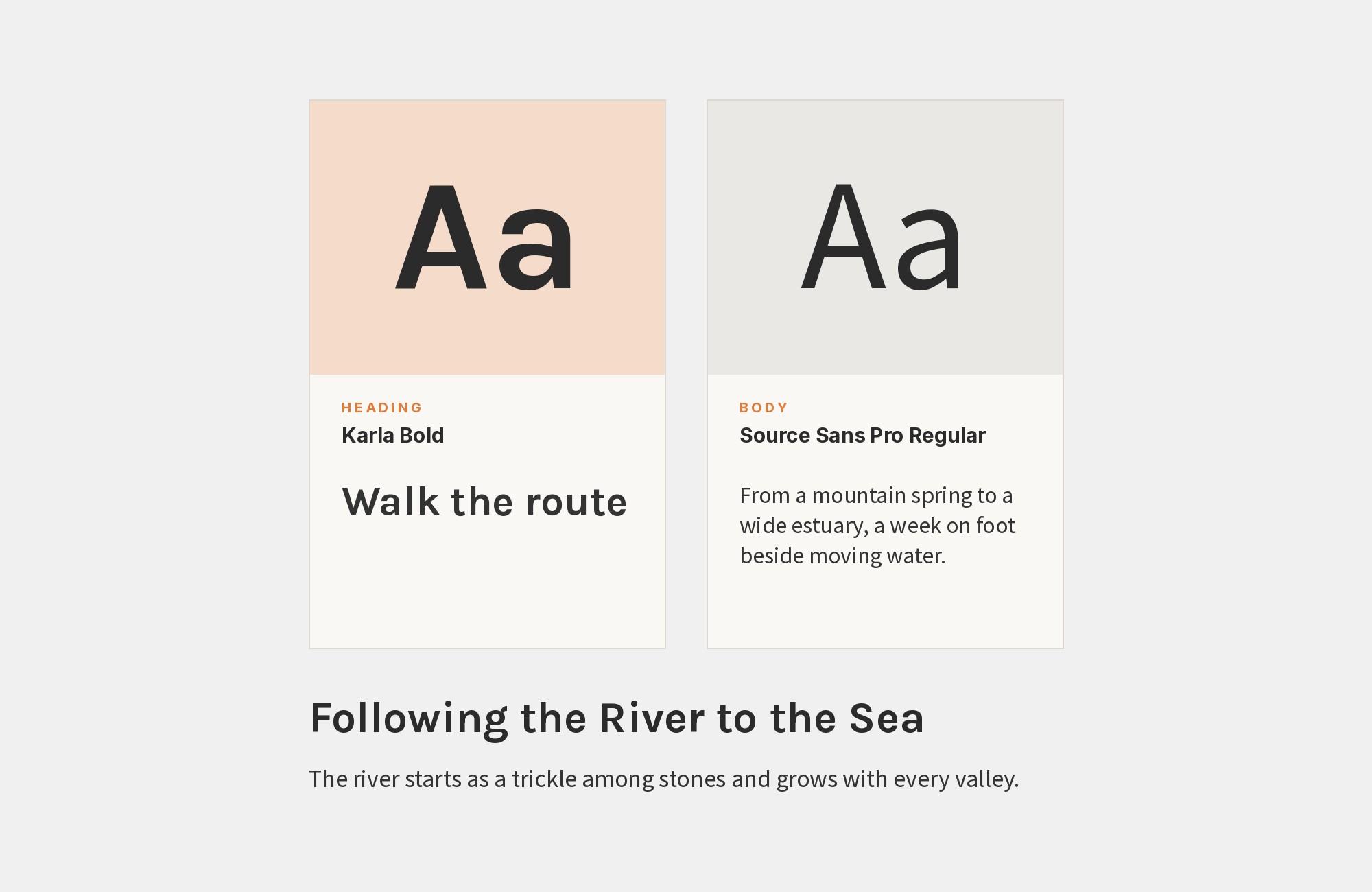 Karla and Source Sans Pro font pairing: Karla headline with Source Sans Pro body text