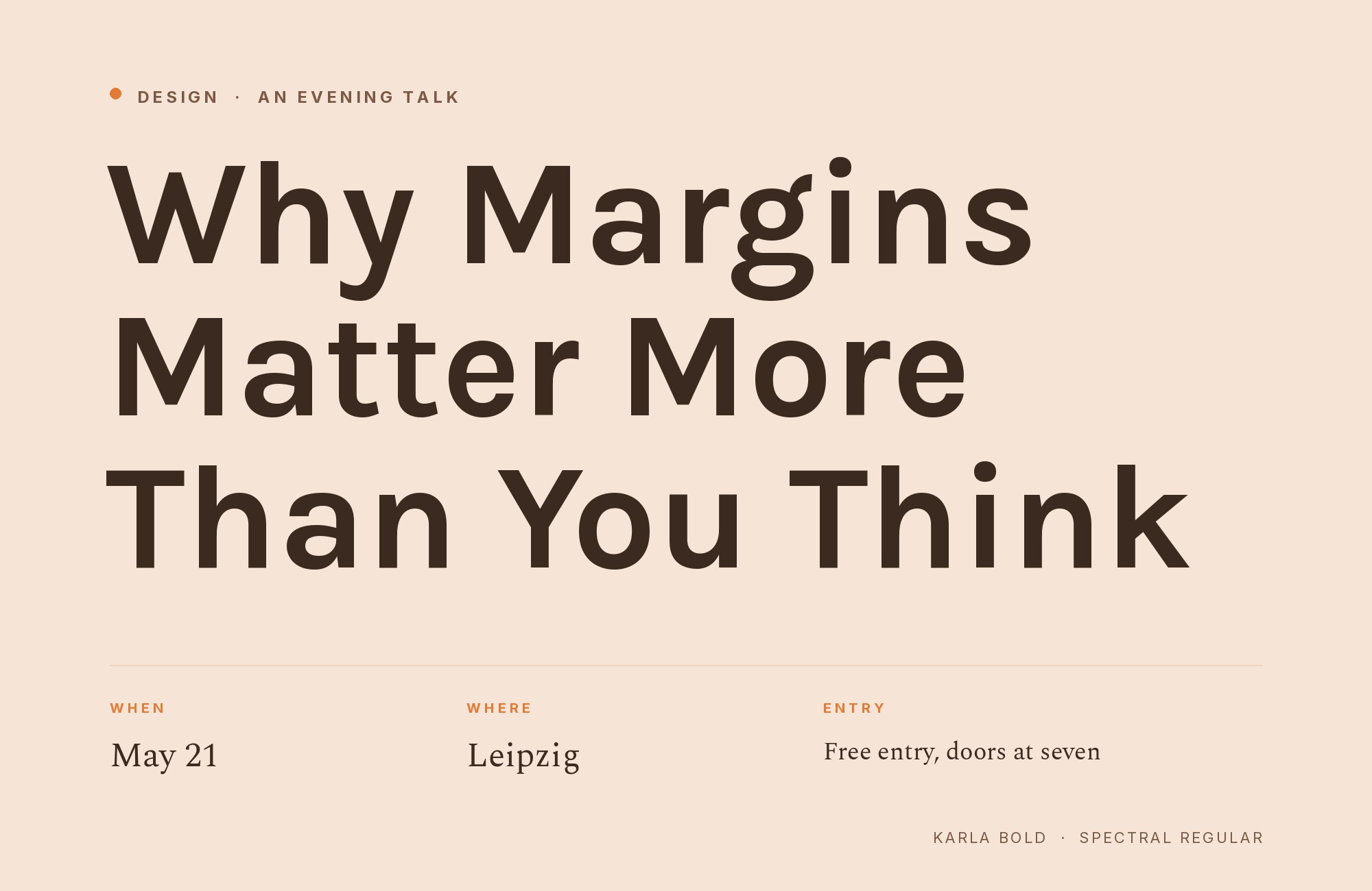 Karla and Spectral font pairing: Karla headline with Spectral body text