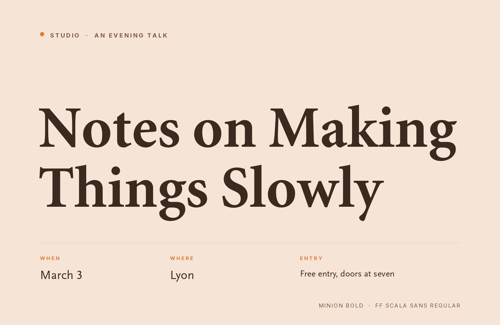Minion and FF Scala Sans font pairing: Minion headline with FF Scala Sans body text