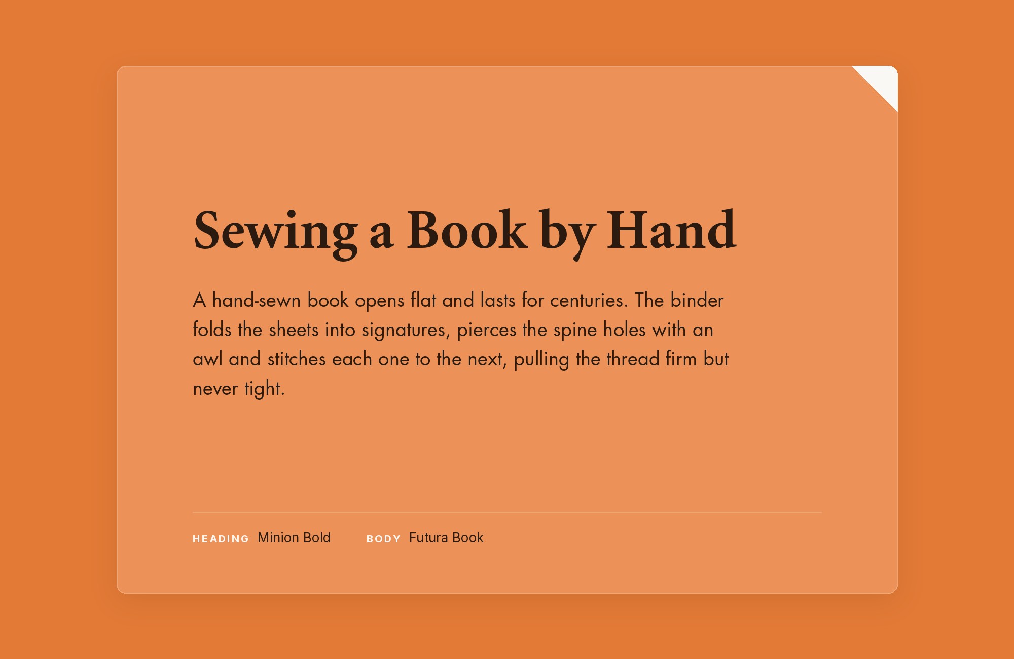 Minion and Futura font pairing: Minion headline with Futura body text