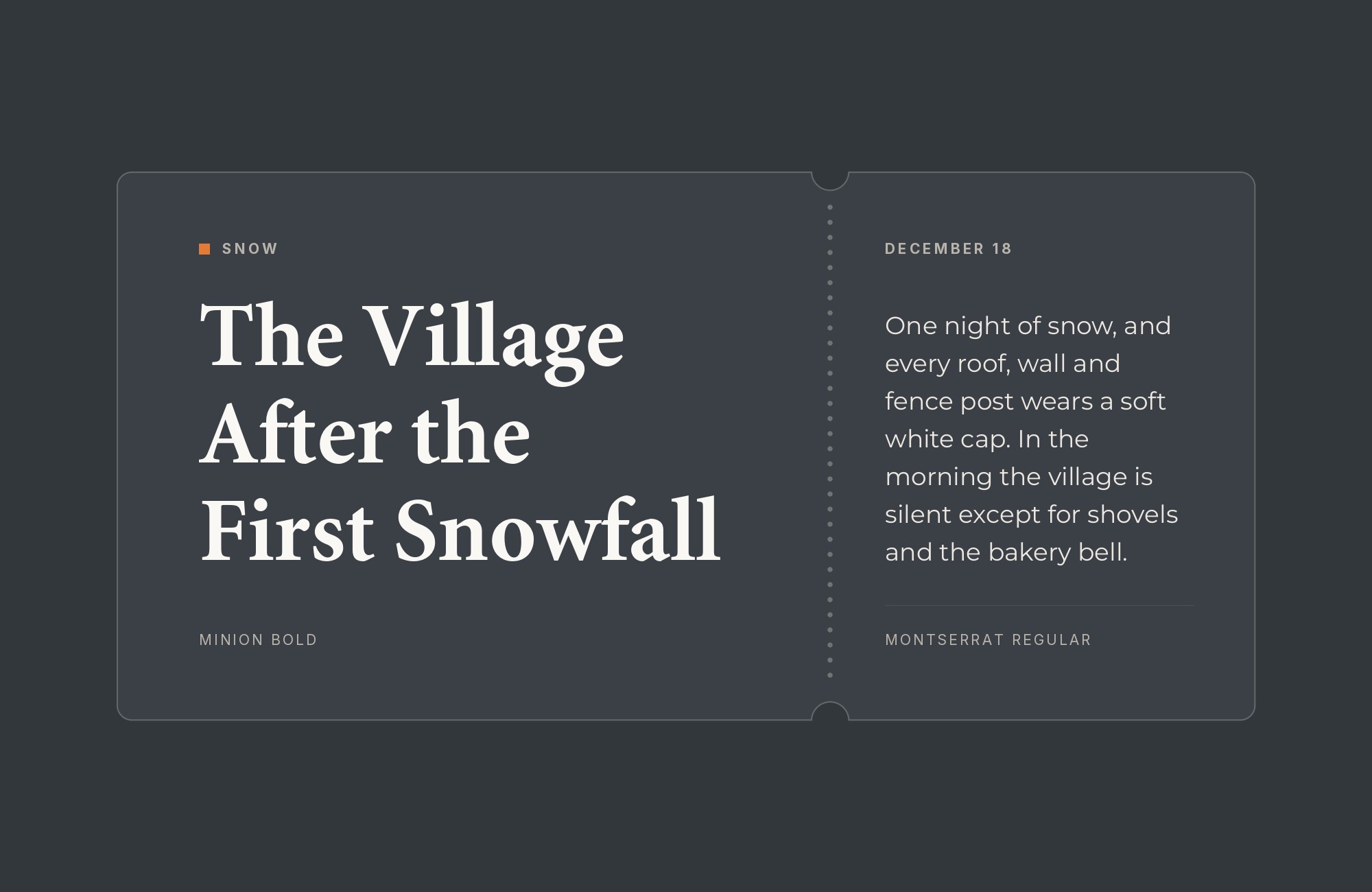 Minion and Montserrat font pairing: Minion headline with Montserrat body text