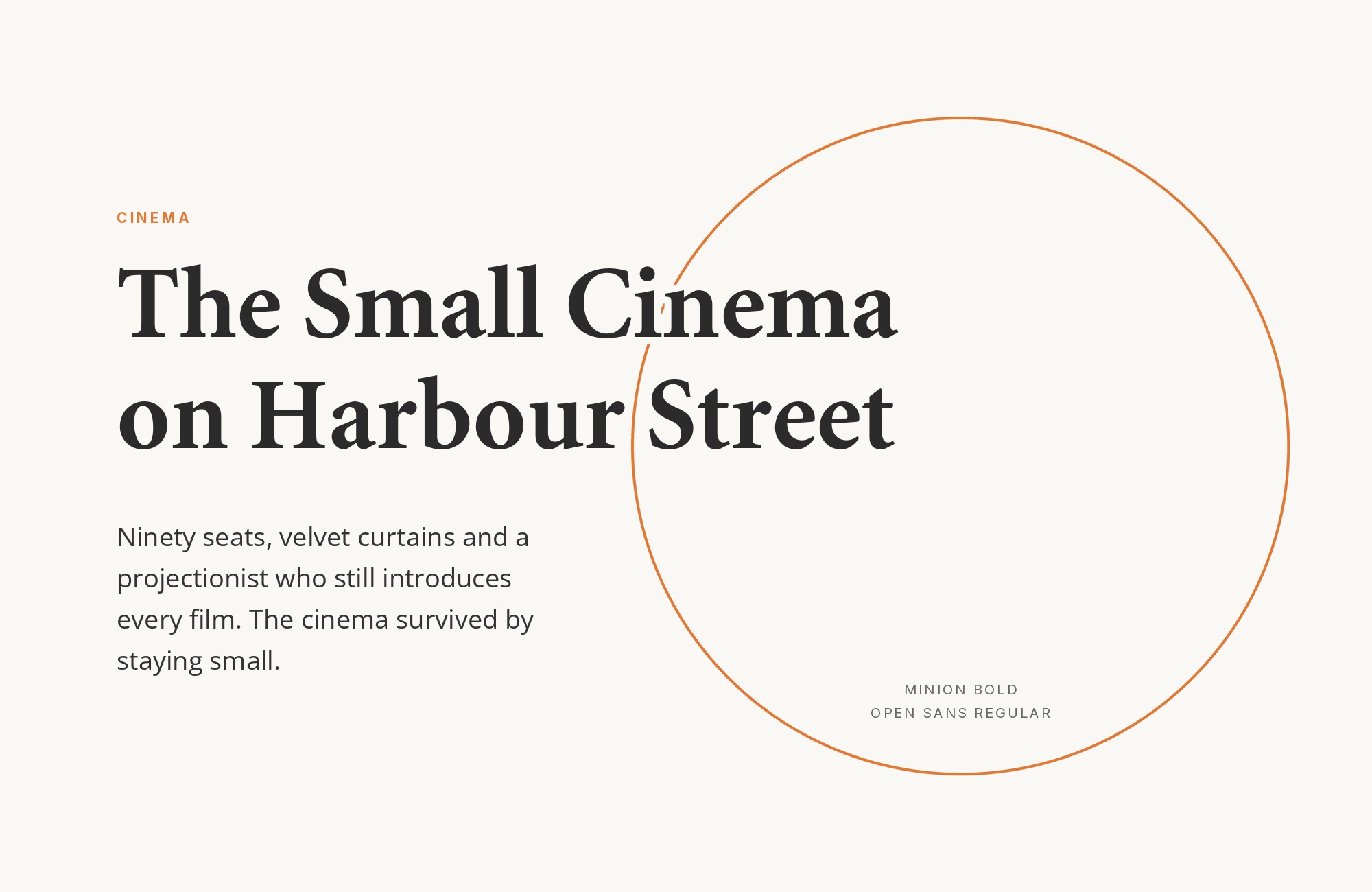 Minion and Open Sans font pairing: Minion headline with Open Sans body text