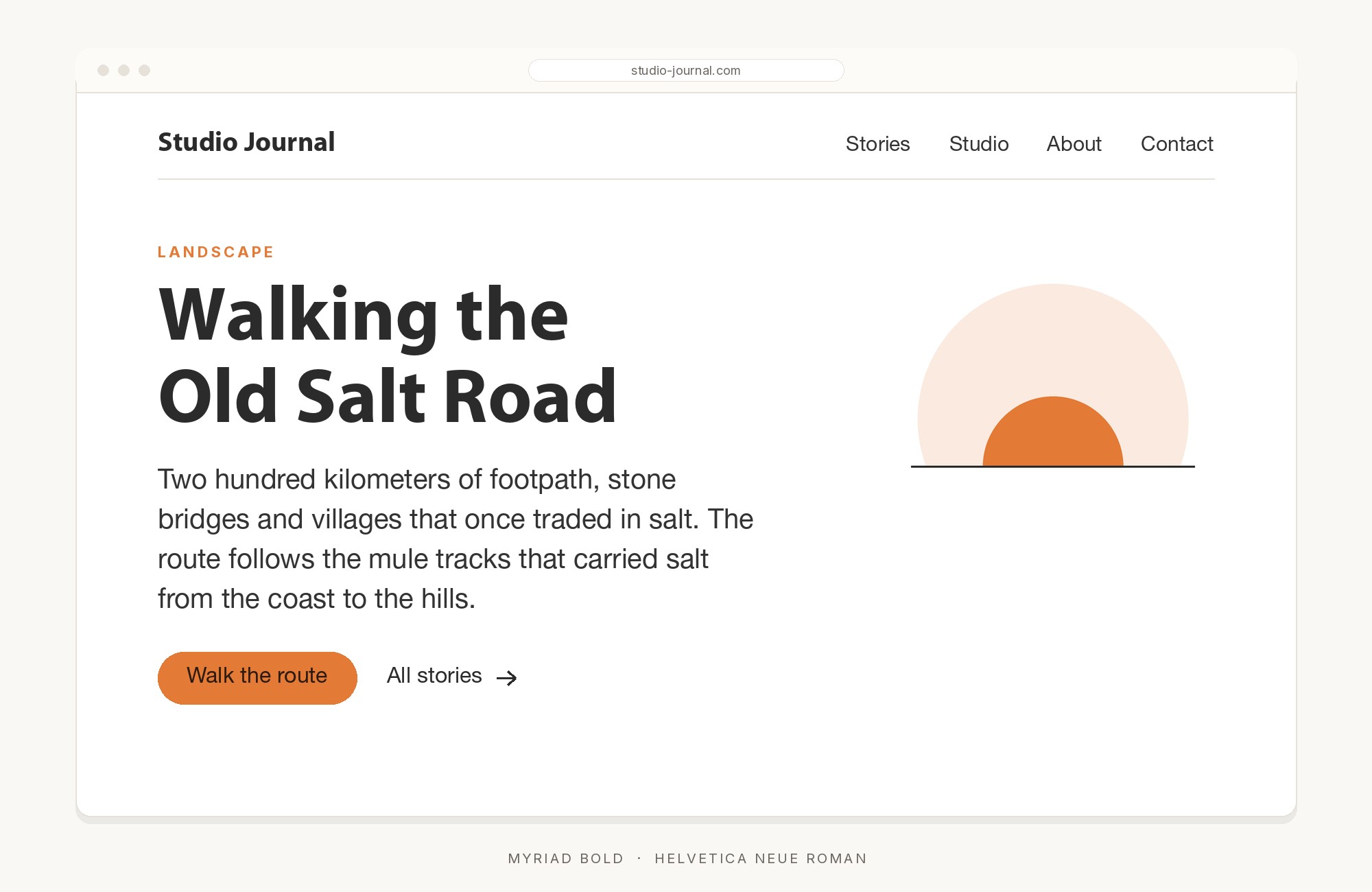 Myriad and Helvetica Neue font pairing: Myriad headline with Helvetica Neue body text