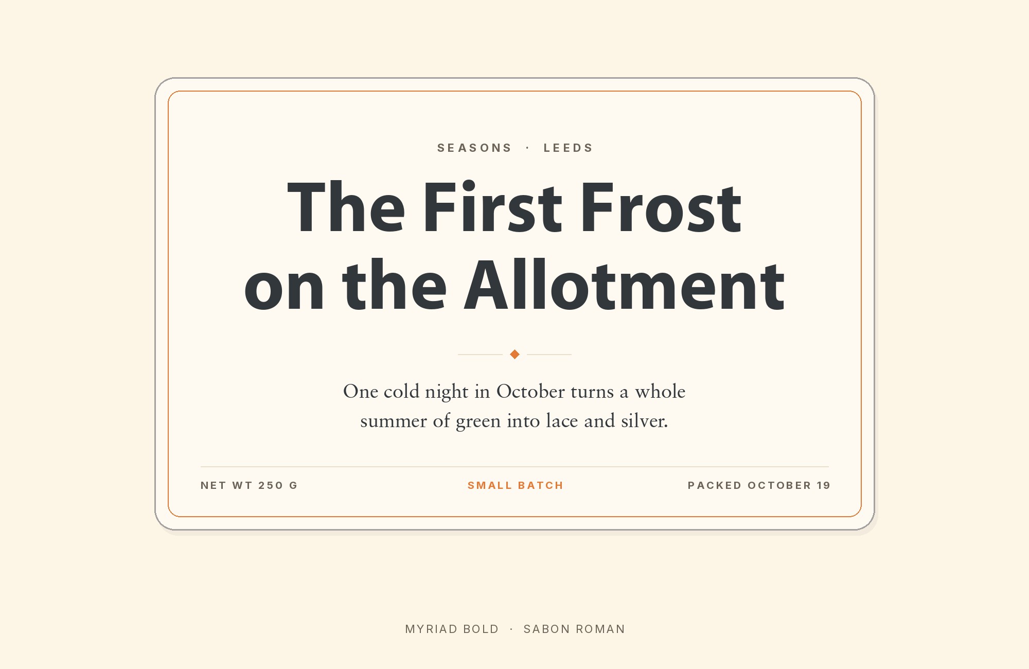 Myriad and Sabon font pairing: Myriad headline with Sabon body text