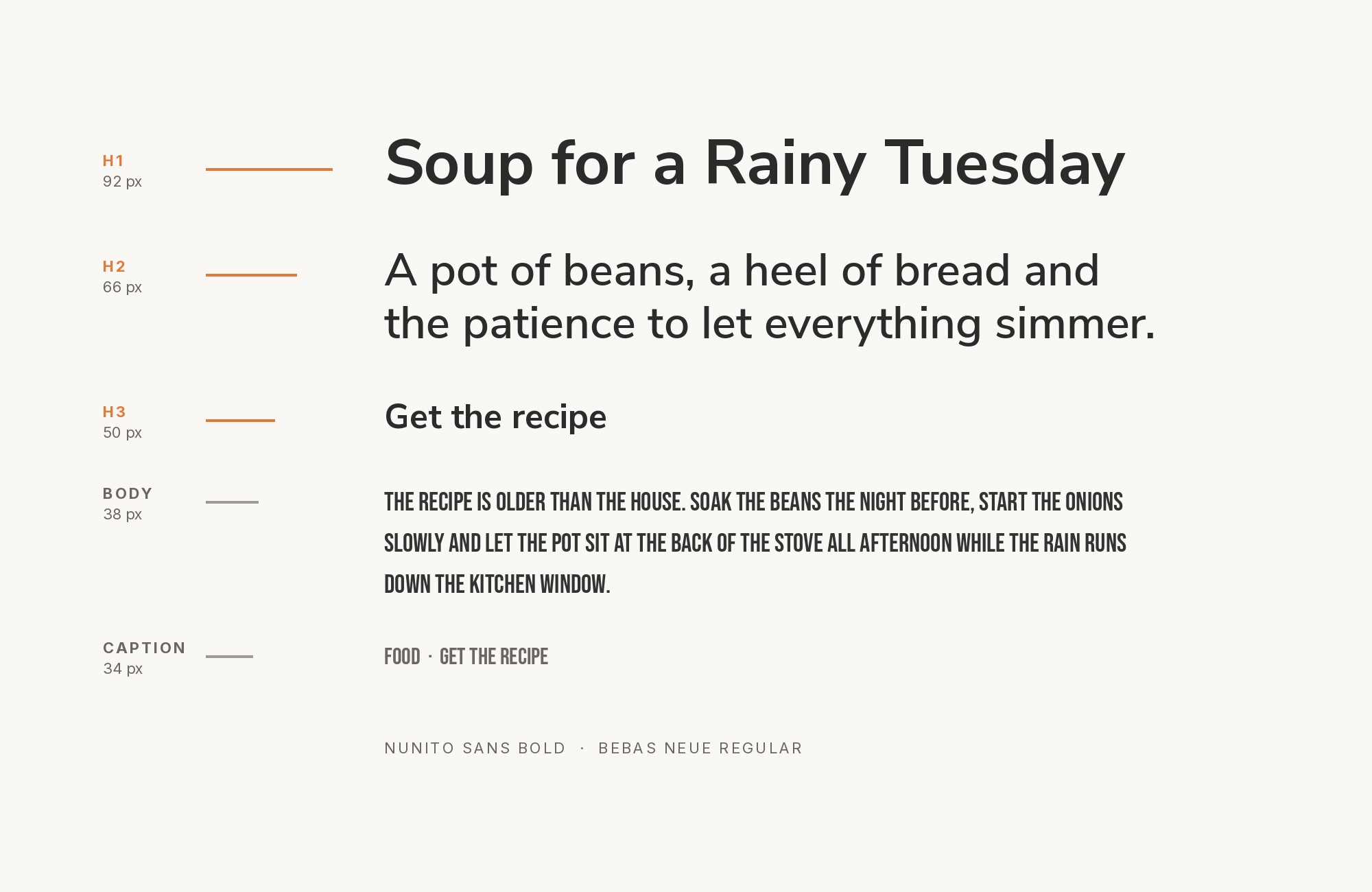 Nunito Sans and Bebas Neue font pairing: Nunito Sans headline with Bebas Neue body text