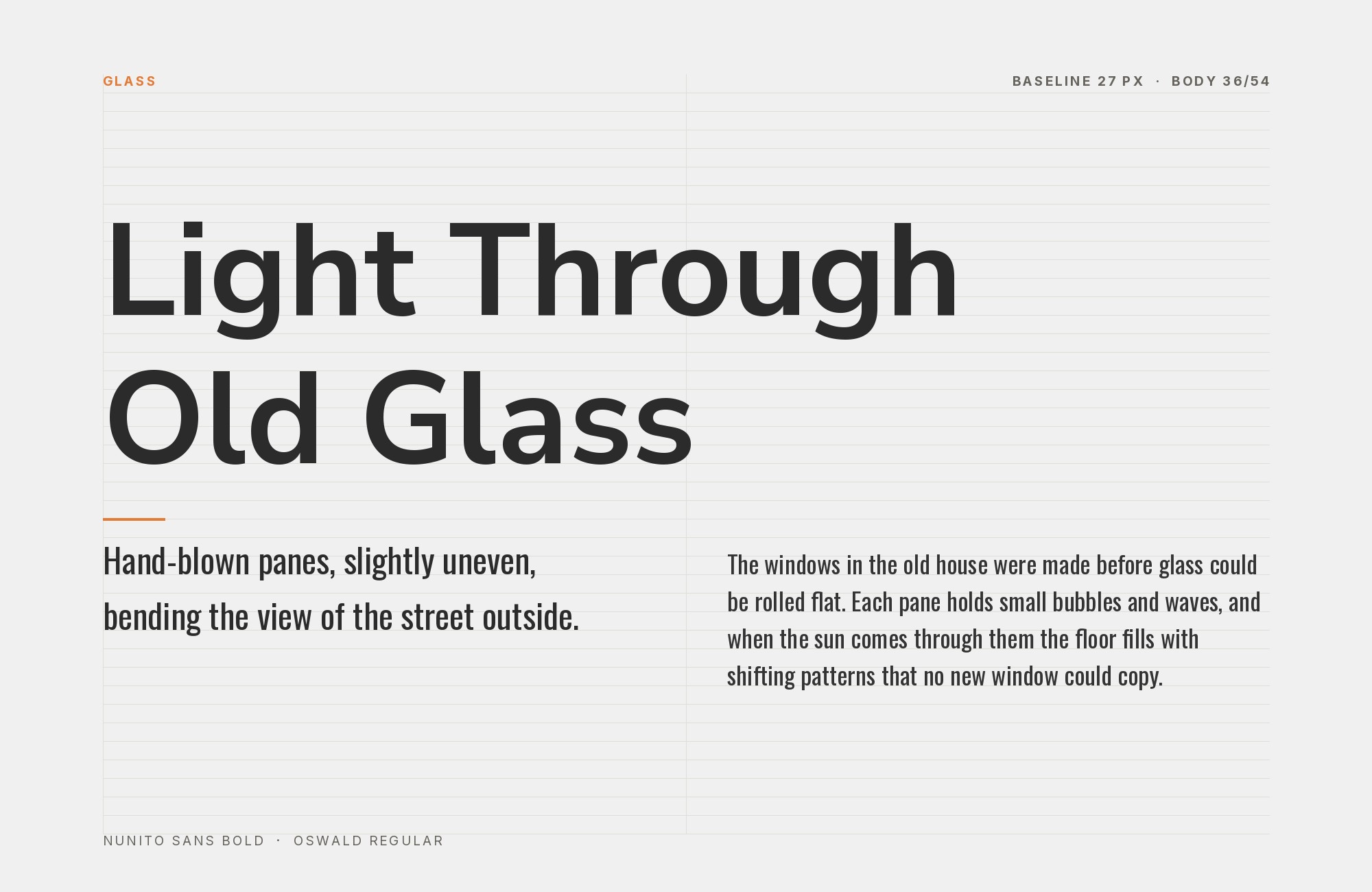 Nunito Sans and Oswald font pairing: Nunito Sans headline with Oswald body text
