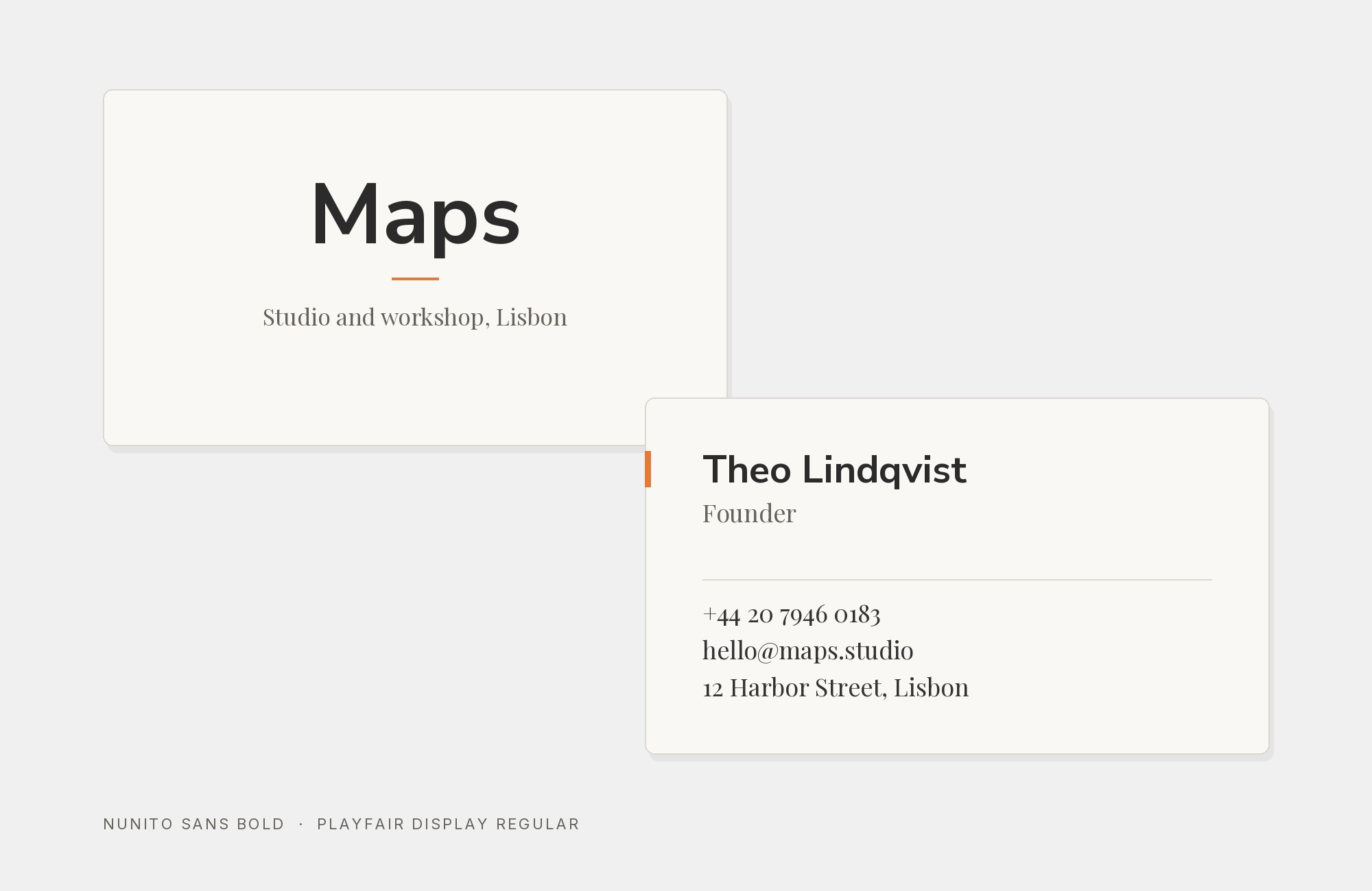 Nunito Sans and Playfair Display font pairing: Nunito Sans headline with Playfair Display body text