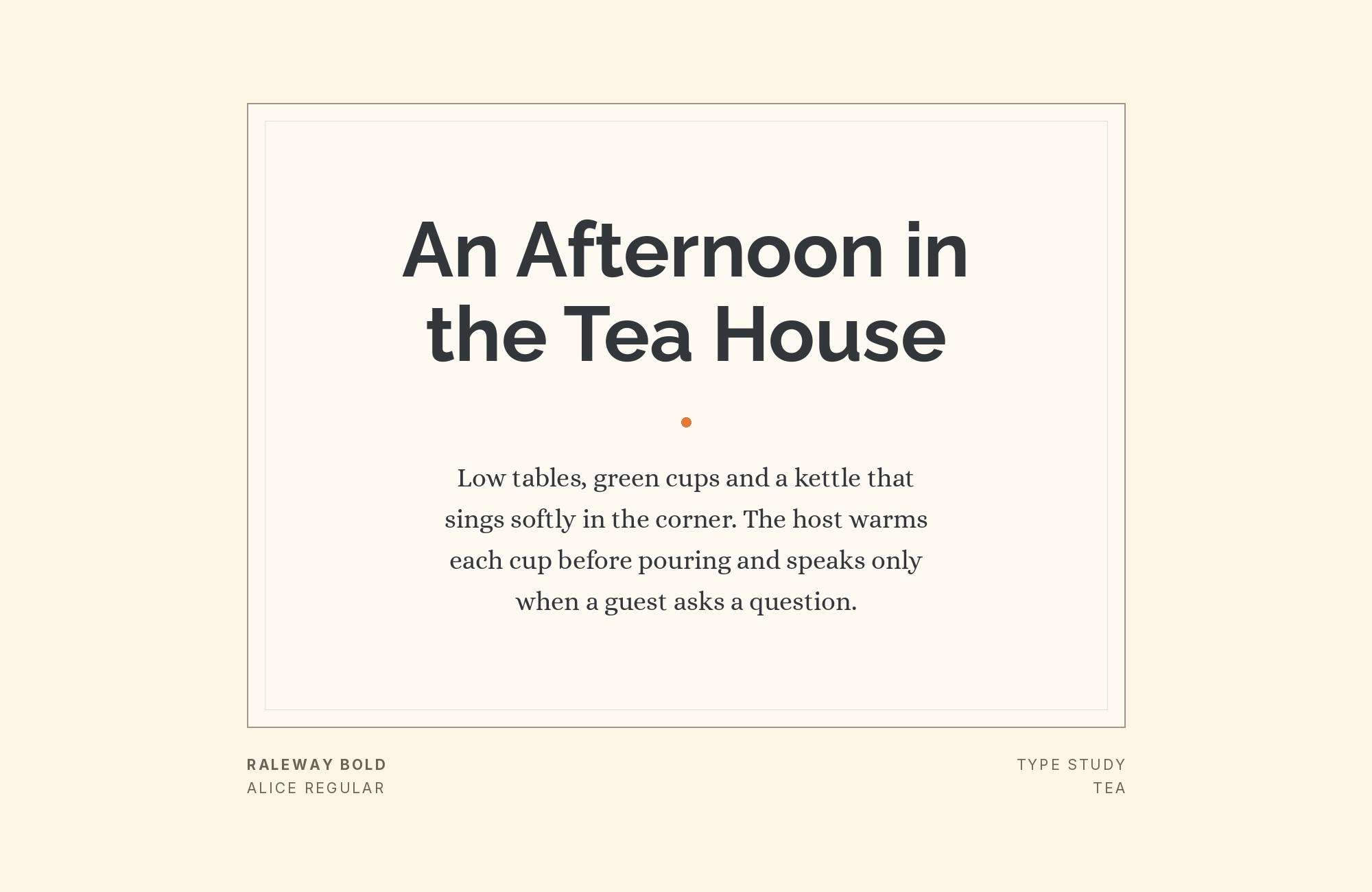 Raleway and Alice font pairing: Raleway headline with Alice body text