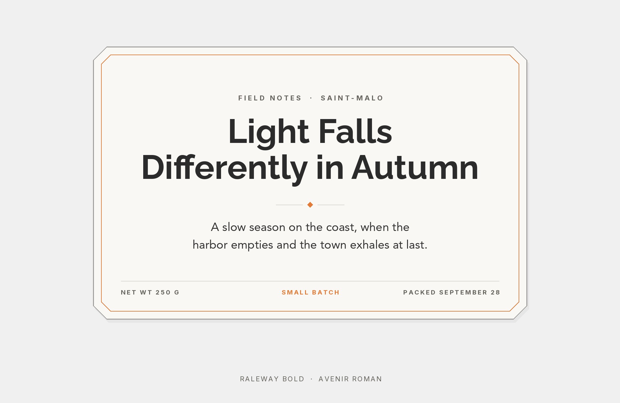 Raleway and Avenir font pairing: Raleway headline with Avenir body text