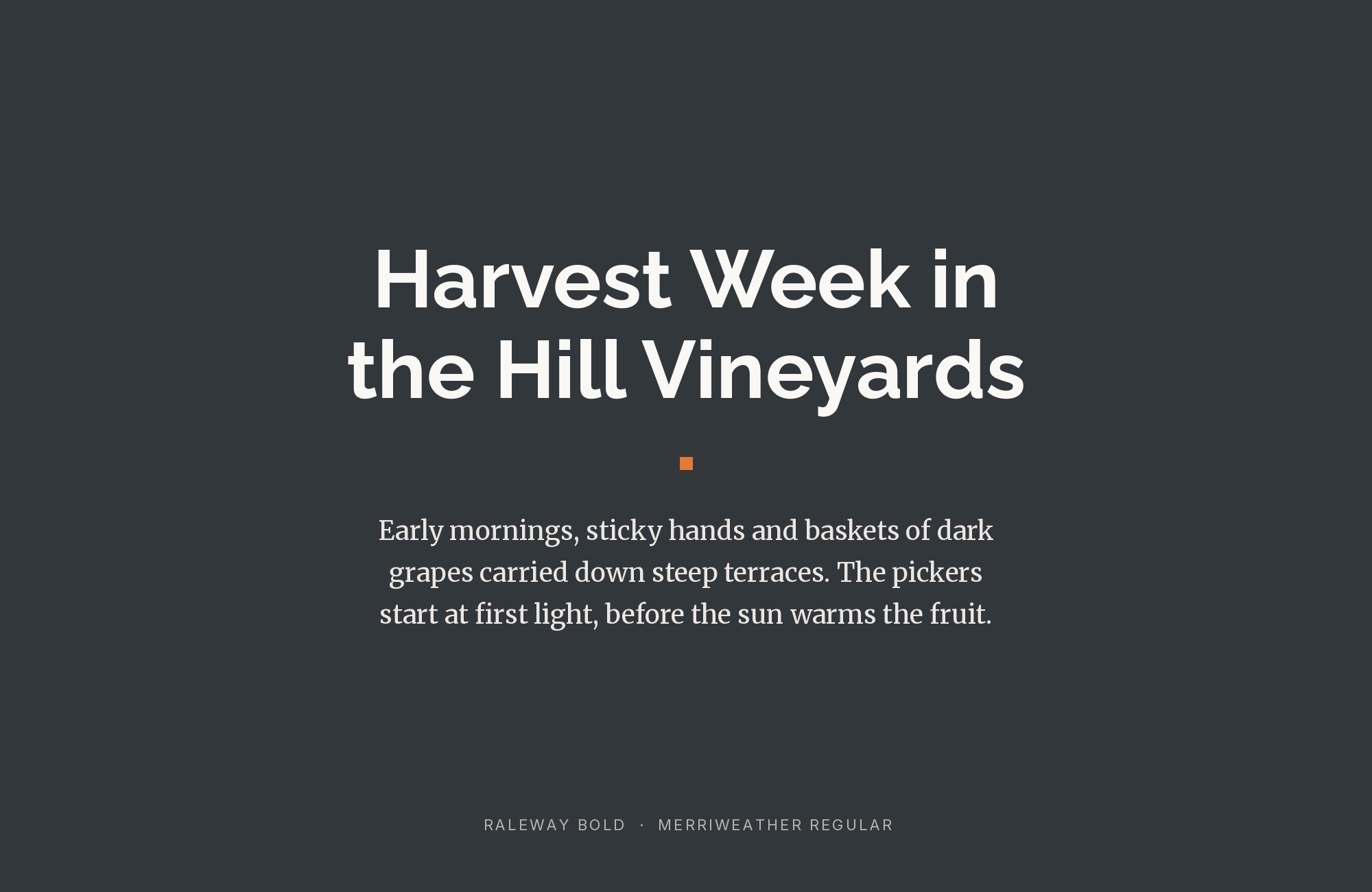 Raleway and Merriweather font pairing: Raleway headline with Merriweather body text