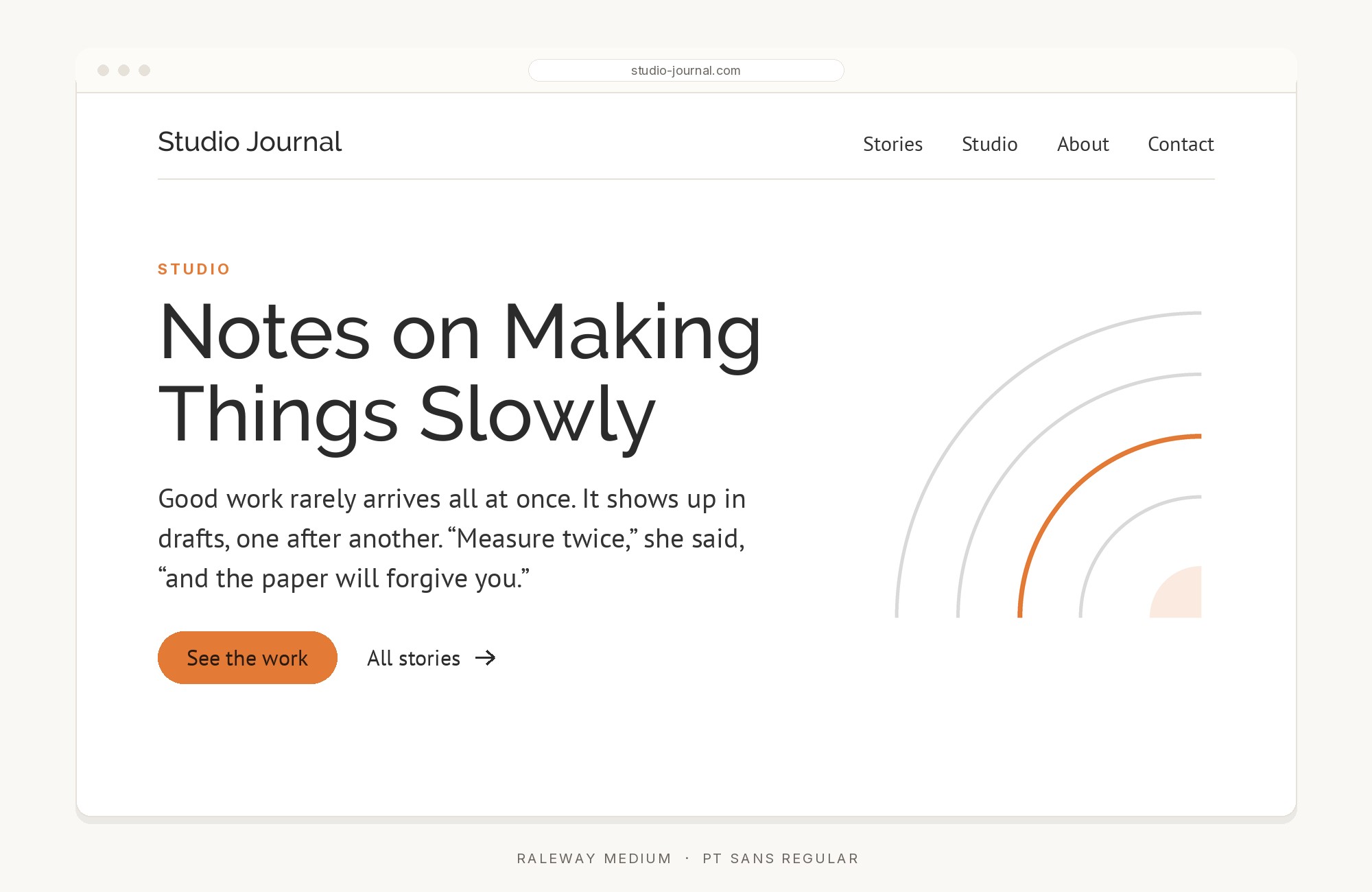 Raleway and PT Sans font pairing: Raleway headline with PT Sans body text