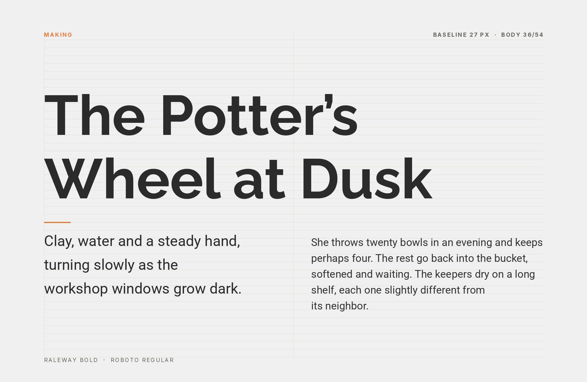 Raleway and Roboto font pairing: Raleway headline with Roboto body text