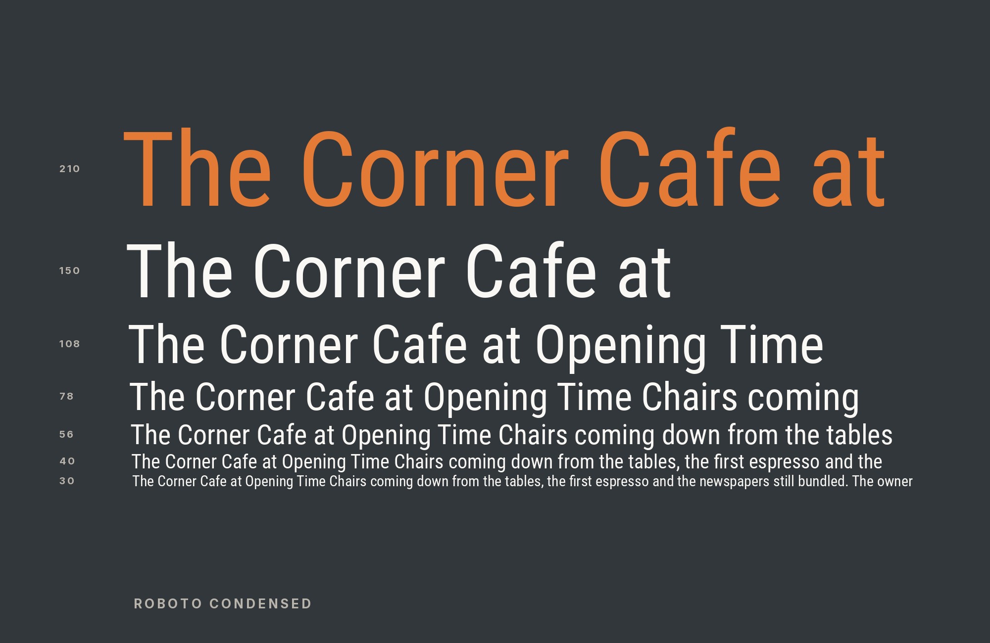 Roboto Condensed type specimen