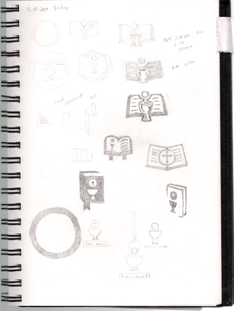 Logo design concepts and sketches for the Office of Religious Education in the Diocese of Providence