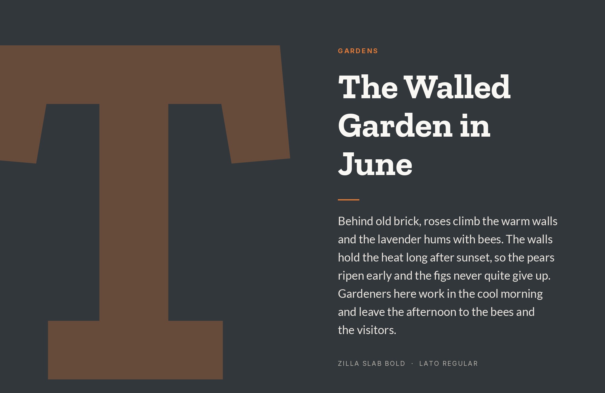 Zilla Slab and Lato font pairing: Zilla Slab headline with Lato body text