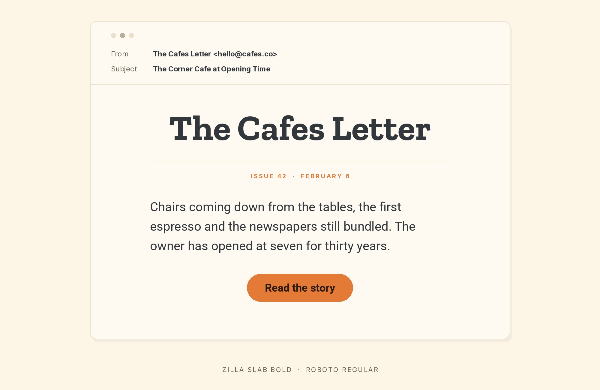 Zilla Slab and Roboto font pairing: Zilla Slab headline with Roboto body text