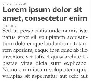 Gill sans works with Palatino
