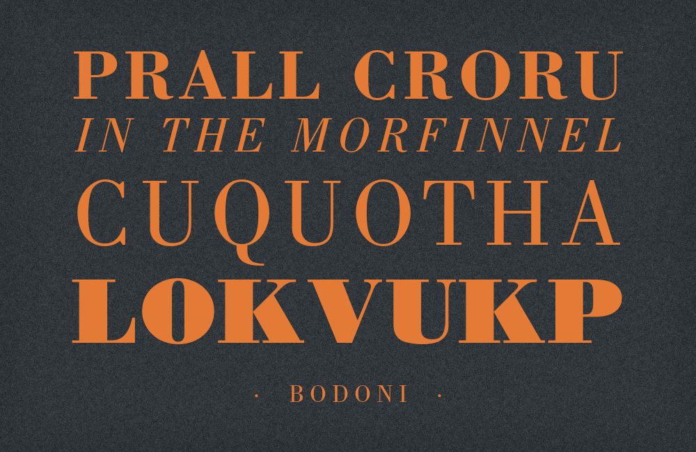 Bodoni type specimen