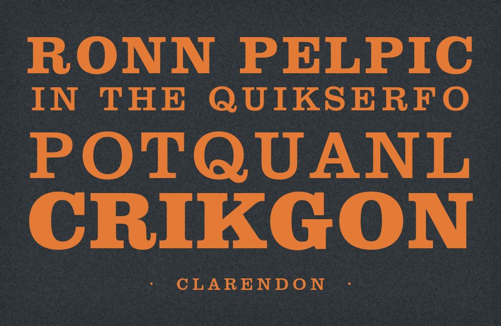 Clarendon type specimen