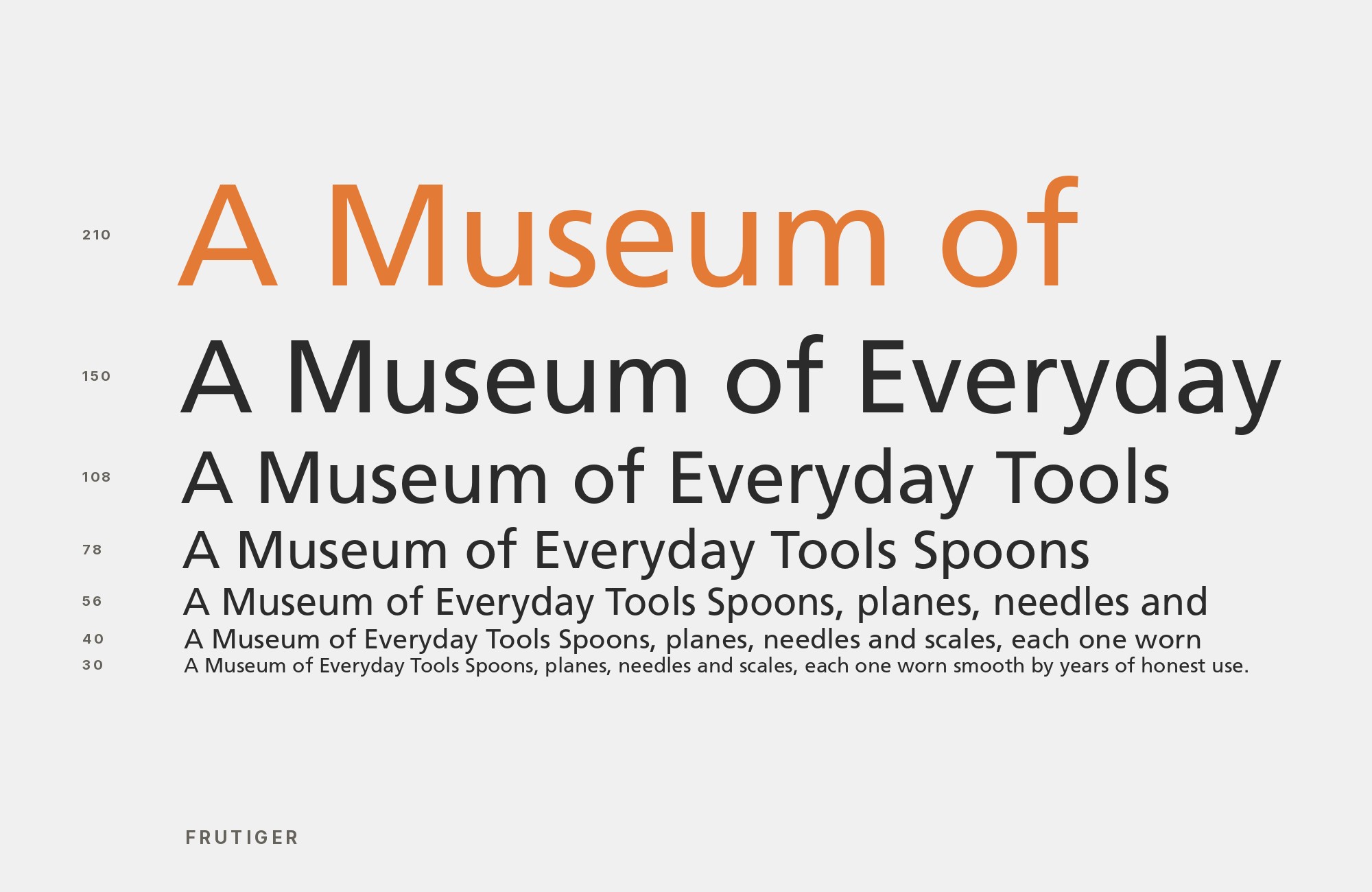 Frutiger type specimen