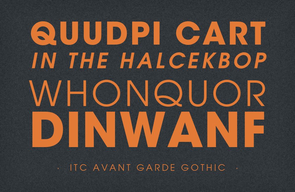 ITC Avant Garde Gothic type specimen