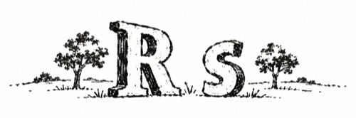 Pen-and-ink enlargement of a half-inch-tall book vignette showing the letterforms R and s, from a late-18th-century pocket book